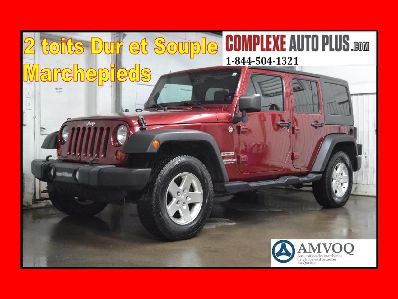 <a href=https://www.autoaubaine.com/Jeep-Wrangler-c7011019.html>https://www.autoaubaine.com/Jeep-Wrangler-c7011019.html</a>

English bellow. 4 portes Unlimited 4x4 manuelle avec 2 toits souple et dur! Moteur V6 3.6L Pentastar! Air climatisé, Régulateur de vitesse, Phares antibrouillards, Marchepieds et plus!! Ultra propre, absolument impeccable! Véhicule inspecté et Garanti! Plan sécuritaire inclus dans le prix! Promotion spéciale: Financement 112$/sem. Tout inclus. 0$ comptant!  GARANTIE 1 AN / 20 000 KM inclus dans les versements! Terme 60 mois à 4,99%. Autres équipements importants: Attache remorque,  Volant en Cuir, Mags, Radio Satellite SIRIUS,  Vitres teintées, Commandes au volant, Contrôle de stabilité et danti patinage, Toute équipé! Rapport historique CarProof gratuit en main, Kilométrage vérifié et certifié, inspection sécuritaire mécanique fait, Réparation mécanique fait, Changement dhuile fait, Condition esthétique optimale, Garantie supplémentaire disponible! Appelez ou Textez au 1-844-504-1321. Véhicule sécuritaire vendu en toute transparence, vous procurant une tranquillité desprit. Nous sommes spécialisés pour le financement en 1ère 2ième 3ième chance au crédit. Frais de documents et frais de gestion de financement 199$, forfait esthétique 150$ inclus dans les versements, doit être ajouté au prix affiché. Le prix du véhicule est avant taxes. Les versements incluent les taxes. Détails et conditions en succursale. Site Complexe Auto Plus : WWW.COMPLEXEAUTOPLUS.COM\n\n


ENGLISH VERSION:\n\n

Unlimited 4 doors 4x4 manual with 2  roof soft and hard!  V6 3.6L Pentastar! Air conditioning, Cruise control, Fog lights, Footboard and more!! Ultra clean, absolutely impeccable! Comes with Inspection and Warranty! Safety plan included in the price! Special promotion: Financing $112/week all included $0 down payment!   1 YEAR / 20 000 KM WARRANTY included in the payments! Term 60 months to 4.99%.  Other important  equipment:  Trailer hitch, Leather steering wheel, Mags,  SIRIUS satellite radio, Tinted windows, Control on steering wheel, Stability and traction control system, Full equipped!  Free CarProof history, Verified and certified mileage, Safety mechanical inspection is done, Mechanical repairs done, Oil change is done, Optimal aesthetic condition, Additional warranty available! Call us or Text us at 1-844-504-1321. Safety vehicle sold in all transparency, giving you peace of mind. We are specialize in 1, 2, 3 chance financing. Documents fees and financing management fees  199$, esthetic  package 150$ included in the  payments, must be added to the price shown. Taxes must be added to the price of the vehicle shown. Payments include taxes. Details and conditions in store. Complexe Auto Plus Website: WWW.COMPLEXEAUTOPLUS.COM