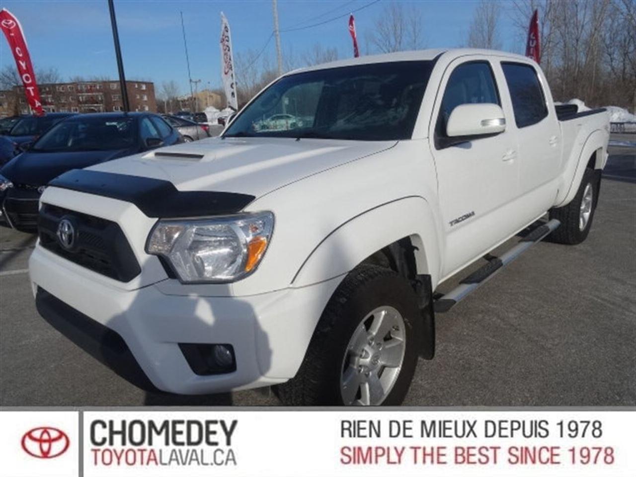 <a href=https://www.chomedeytoyotalaval.ca/occasion/Toyota-Tacoma-2013.html>https://www.chomedeytoyotalaval.ca/occasion/Toyota-Tacoma-2013.html</a>

40 ANS DEXCELLENCE DANS LE SERVICE À LA CLIENTÈLE, LE MEILLEUR RAPPORT QUALITÉ/PRIX ET UNE APPROCHE SANS PRESSION FONT DE CHOMEDEY TOYOTA UNE VALEUR SÛRE POUR LACHAT DE VOTRE PROCHAIN VÉHICULE.    2013 Toyota Tacoma V6 Double Cab. Automatique, Bluetooth, Intérieur en tissus, , Jantes en alliage, Phares antibrouillards, Sièges chauffants, Air climatisé, Régulateur de vitesse, Groupe électrique, Lecteur CD/MP3/AUX/USB, Anti-patinage, Bien équipé et Propre! Kilométrage vérifié. Garantie supplémentaire disponible. Mécanique et esthétique WOW! Conditions en succursale!    Pourquoi acheter toute autre marque quand on peut profiter de la fiabilité de Toyota !!!    40 YEARS OF EXCELLENCE IN CUSTOMER SERVICE, OUR HIGH QUALITY STANDARDS, THE BEST QUALITY/PRICE, AND OUR NO PRESSURE APPROACH, MAKES CHOMEDEY TOYOTA A SURE BET FOR THE PURCHASE OF YOUR NEXT VEHICLE.    2013 Toyota Tacoma V6 Double Cab. Automatic, Bluetooth, Fabric interior, Alloy wheels, Fog lights, Heated seats, Air conditioning, Cruise Control, PowerGroup, CD/MP3/AUX/USB, Traction control, Well equipped and Clean! Verified mileage. Additional warranty available. Mechanically and aesthetically WOW! Conditions in store!    Why buy any other brand when you can enjoy the incredible reliability of a Toyota !!      ***INSPECTION SÉCURITAIRE EN 160 POINTS, INCLUS LE PREMIER PLEIN DESSENCE ET LE PROCHAIN CHANGEMENT HUILE À LA LIVRAISON, FINANCEMENT DISPONIBLE SUR APPROBATION BANCAIRE, CHOMEDEY TOYOTA ÉTABLI A LAVAL DEPUIS 1978 AU 3665 BOULEVARD SAINT-MARTIN OUEST LAVAL QUÉBEC H7T1A7. 1-888-406-3219    *** SAFE INSPECTION IN 160 POINTS, INCLUDING THE FIRST FULL FUEL AND THE NEXT CHANGE OIL TO DELIVERY, FINANCING AVAILABLE ON BANK APPROVAL, CHOMEDEY TOYOTA ESTABLISHED IN LAVAL SINCE 1978 AT 3665 BOULEVARD SAINT-MARTIN WEST LAVAL QUÉBEC H7T1A7. 1-888-406-3219