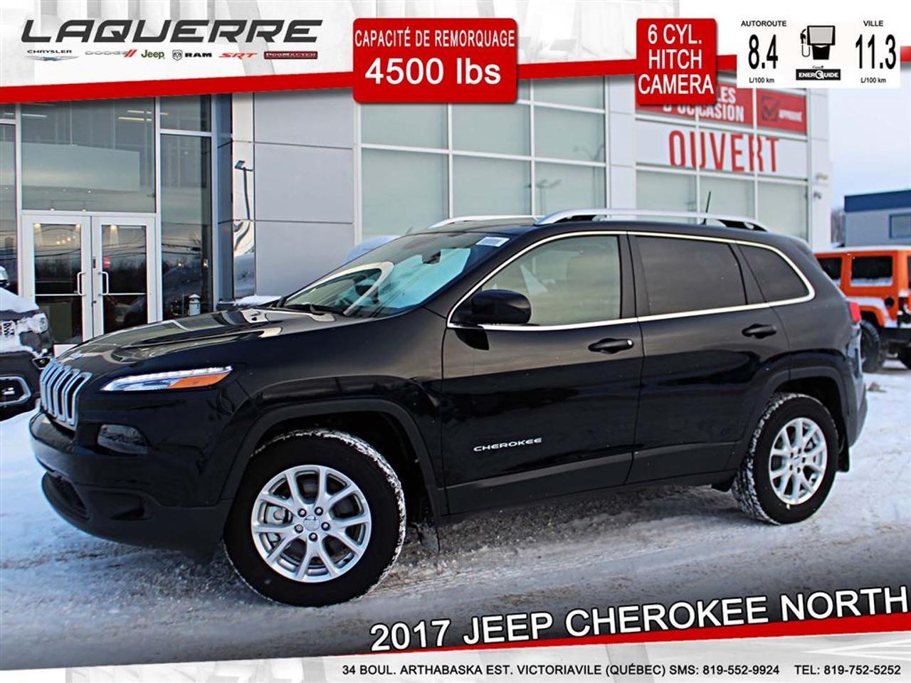 <a href=https://www.laquerrechrysler.com/occasion/Jeep-Cherokee-2017.html>https://www.laquerrechrysler.com/occasion/Jeep-Cherokee-2017.html</a>

Moteur V6 Pentastar - 4X4 -Transmission 9 vitesses (Active drive I) - Ratio de différentiel 3.51-Ens éclair 26J North - Ens.Temps Froid: Tapis protecteurs toutes saisons, pommeau de levier et volant gainé de cuir, rétroviseurs extérieurs ,sièges avants et volant chauffants, dégivreur essuie-glace avant, démarreur à distance.- Ens attelage remorque - Uconnect 8.4 po avec radio satellite (1 an) - Bluetooth - Phares antibrouillards - Caméra de recul - Accessoires non-inclus: Barrures de roues, garde-boues avant/arrière.  Prix incluant ces accessoires : 31 373$      Prix avec Financement !!! - À 40 minutes de Trois-Rivières, 1h15 de Montréal et 1h15 de Québec -    Nous achetons toutes marques de véhicule au meilleur prix garanti!!! ! Venez en concession afin de profiter dune évaluation gratuite!  Prenez rendez-vous avec pour faire lessai routier pendant que le véhicule est toujours disponible !  Plus de 50 véhicules doccasion en inventaire !  Nous offrons un financement 1ère 2ème et 3ème chance au crédit !  Optez pour un service unique où la transparence est notre priorité!