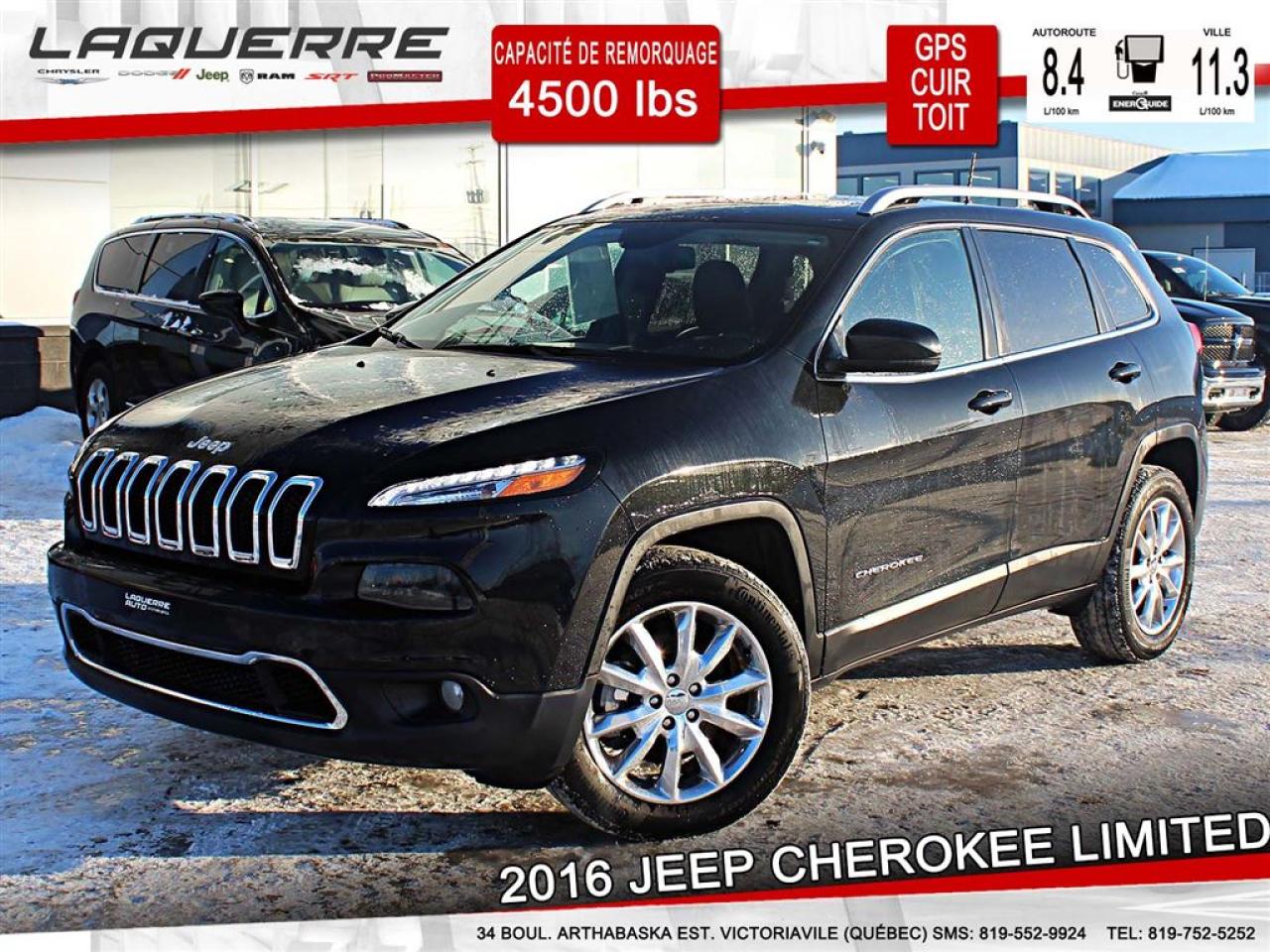 Used 2016 Jeep Cherokee Ltd V6 4x4 Cuir Pano for sale in Victoriaville, QC