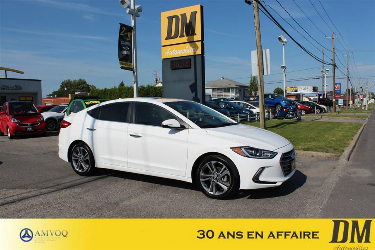 <a href=https://www.dmautos.ca/occasion/Hyundai-Elantra-2017.html>https://www.dmautos.ca/occasion/Hyundai-Elantra-2017.html</a>

*** AUCUN FRAIS ADDITIONNEL ***LIMITED, TOIT OUVRANT, CUIR, NAVIGATION, MÉMORISATION DES SIÈGES ÉLECTRIQUES, ENTRÉE SANS CLEF, SONAR DE RECUL, DÉTECTEUR DANGLES MORTS, BLUETOOTH, SYSTÈME DE SON INFINITY, CAMÉRA DE RECUL, SIÈGE ÉLECTRIQUE, AIR CLIMATISÉ, MAGS, PHARES ANTI-BROUILLARD, SIÈGES ET VOLANT CHAUFFANTS, DIRECTION AJUSTABLE ET BEAUCOUP PLUS ... POURQUOI CHOISIR DM AUTOMOBILES :    - Plus de 29 ans en affaires   - 150 véhicules presque neufs en inventaire  - Rapport CARPROOF   - Financement facile au meilleur taux du marché   - Service après-vente hors pair   - $$$$ Maximum pour votre échange