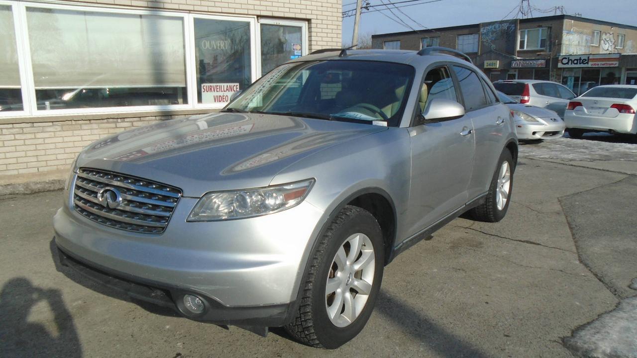 <a href=https://www.autosthubert.com/occasion/Infiniti-Fx35-2005.html>https://www.autosthubert.com/occasion/Infiniti-Fx35-2005.html</a>

VÉHICULE SITUÉ AU 3500 MONTÉE ST-HUBERT, SAINT-HUBERT, J3Y 4J5, 450.812.2251, FINANCEMENT DISPONIBLE!!!
INFINITI FX35 AUTOMATIQUE 221000KM CERTIFIER MOTEUR 6 CYLINDRE 3.5L TRÈS FIABLE ET PERFORMANT,VÉHICULE TOUT ÉQUIPÉ VITRES PORTES ET MIROIRS ÉLECTRIQUE, AIR CLIMATISÉ, RÉGULATEUR DE VITESSE, LECTEUR CD, SIÈGE ET VOLANT AJUSTABLE,INTÉRIEUR EN CUIR, TOIT OUVRANT,  BON PNEUS SUR JANTES ET BIEN PLUS UNE OFFRE A NE PAS MANQUÉ !!!
PROFITEZ DE NOTRE FINANCEMENT CLÉ EN MAIN AVEC UN TAUX À PARTIR DE 4.9%. FINANCEMENT MAISON DISPONIBLE APPROUVÉ A 100%, AUCUN CAS REFUSÉ! NOUS OFFRONS LES MEILLEURS PRODUITS DE FINANCEMENT, NOUS AVONS UN APPROVISIONNEMENT EXCLUSIF AUPRÈS DES CONCESSIONNAIRES ET NOUS OFFRONS LES MEILLEURS PRIX DU MARCHÉ ! OUVERT 7 JOURS SEMAINE. POSSIBILITÉ d ÉCHANGE ET PLUS ENCORE ! FINANCEMENT 1RE 2E ET 3E CHANCE AU CRÉDIT WWW.AUTOSTHUBERT.COM POUR VOIR TOUS LES VÉHICULES EN INVENTAIRE. 2 CONCESSIONNAIRES SUR LA RIVE-SUD DE MONTREAL 208006VK