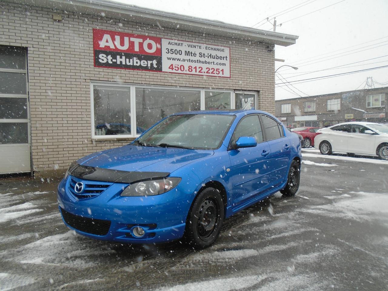<a href=https://www.autosthubert.com/occasion/Mazda-3-2006.html>https://www.autosthubert.com/occasion/Mazda-3-2006.html</a>

VÉHICULE SITUÉ AU 3500 MONTÉE ST-HUBERT, SAINT-HUBERT, J3Y 4J5, 450.812.2251, FINANCEMENT MAISON DISPONIBLE
MAZDA 3 GT 2006 MANUELLE 257 000 KM MOTEUR 4 CYLINDRES 2,3 LITRES TRÈS FIABLE ET ÉCONOMIQUE, 
VÉHICULE TOUT ÉQUIPÉ AVEC VITRES PORTES ET MIROIRS ÉLECTRIQUE, AIR CLIMATISÉ, RÉGULATEUR DE VITESSE, TOIT OUVRANT, RADIO AM/FM/CD VOLANT MULTIFONCTIONS ET  AJUSTABLE, BIEN CHAUSSÉ SUR 4 BON PNEUS, PHARES ANTIBROUILLARD, VITRES TEINTÉS ET BIEN PLUS! UNE OFFRE A NE PAS MANQUER !!! PROFITEZ DE NOTRE FINANCEMENT CLÉ EN MAIN AVEC UN TAUX À PARTIR DE 4.9%. FINANCEMENT MAISON DISPONIBLE APPROUVÉ A 100%, AUCUN CAS REFUSÉ! NOUS OFFRONS LES MEILLEURS PRODUITS DE FINANCEMENT, AVONS UN APPROVISIONNEMENT EXCLUSIF AUPRÈS DES CONCESSIONNAIRES ET OFFRONS LES MEILLEURS PRIX DU MARCHÉ ! OUVERT 7 JOURS SEMAINE. POSSIBILITÉ d ÉCHANGE ET PLUS ENCORE ! FINANCEMENT 1RE 2E ET 3E CHANCE AU CRÉDIT WWW.AUTOSTHUBERT.COM POUR VOIR TOUS LES VÉHICULES EN INVENTAIRE. 2 CONCESSIONNAIRES SUR LA RIVE-SUD DE MONTREAL. MM 412729