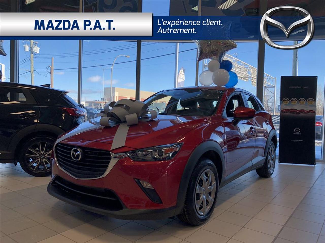 <a href=https://www.mazdapat.com/occasion/Mazda-CX3-2018.html>https://www.mazdapat.com/occasion/Mazda-CX3-2018.html</a>

****VÉHICULE NEUF DISPONIBLE EN INVENTAIRE****CONTACTER FRÉDÉRIC DELANEY CONSEILLER AUX VENTES****  Moteur 4 cylindres SKYACTIV-G de 2,0 L à DACT et 16 soupapes déployant 146 ch.    Système de climatisation    Système intelligent daide au freinage en ville (SCBS)    Caméra de marche arrière    Écran tactile de 7po à affichage couleur avec système MAZDA CONNECT    Régulateur de vitesse    BluetoothMD    Poste de contrôle HMI    Démarrage à bouton-poussoir    Système de télédéverrouillage    Banquette arrière à dossiers rabattables 60-40    Verrouillage électrique des portières et vitres à commande électrique    Rétroviseurs extérieurs à commande électrique harmonisés à la carrosserie    Aileron arrière de toit de couleur de la carrosserie    Siège conducteur à 6 réglages  FRÉDÉRIC DELANEY  CONSEILLER AUX VENTES  MAZDA POINTES-AUX-TREMBLES   12277 MÉTROPOLITAIN EST, MONTREAL  Tel. (514)645-1694  Fax. (514)645-3906  fdelaney@mazdapat.com