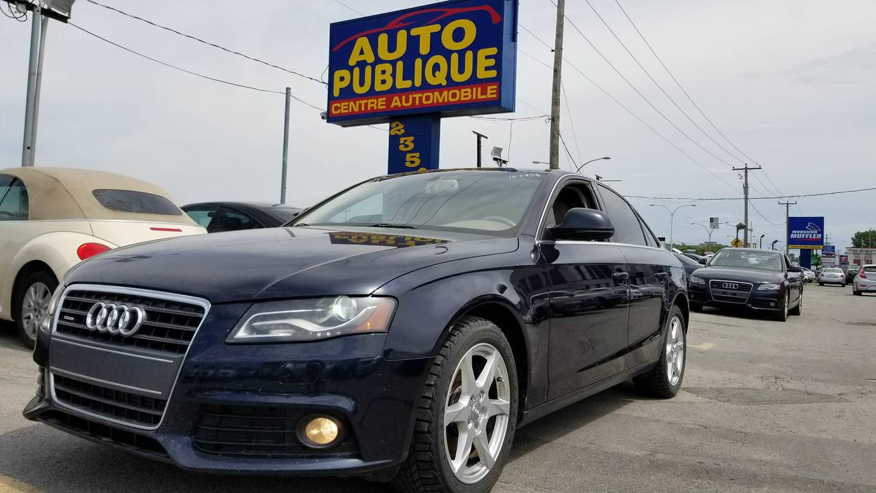<a href=https://www.autopublique.ca/occasion/Audi-A4-2009.html>https://www.autopublique.ca/occasion/Audi-A4-2009.html</a>

Audi A4 2.0T Quattro, automatique, cuir, bacns chauffants, toit, groupe électrique, climatisation bi-zone.

Ce véhicule est situé au 13459 Boulevard Curé Labelle.

Nos emplacements situés à Laval et à Mirabel vous offrent tous les soins requis pour votre nouveau véhicule sous un même toit : Mécanique à taux réduit si vous achetez un véhicule chez nous, des rabais sur lesthétique ainsi la teinte de vitres, débosselage sans peinture, carrosserie, remplacement de pare-brise et bien plus.

Tous nos véhicules ont un rapport dinspection détaillé, sont soigneusement préparés.

Nous vous offrons le financement 1ère, 2ème et 3ème chance au crédit ainsi que la politique du meilleur prix garanti !

Osez comparer. Avant dacheter venez rencontrer notre personnel dynamique dans un environnement sans pression. Notre mission est de vous trouver le véhicule de votre choix, selon vos critères ! Si nous ne lavons pas, nous pouvons vous le trouver ! Frais de préparation en sus.

Se habla Español !
