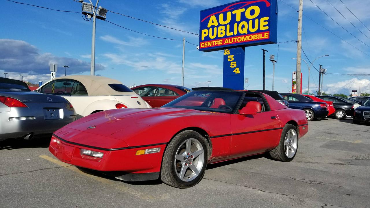 <a href=https://www.autopublique.ca/occasion/Chevrolet-Corvette-1984.html>https://www.autopublique.ca/occasion/Chevrolet-Corvette-1984.html</a>

Chevrolet Corvette 1984, automatique, 5.7L, Targa top (option $1500), intérieur en cuir rouge, banc electrique, exhaust modifié neuf, mags 2005, pneus neufs, excellente condition! 

Nos emplacements situés à Laval et à Mirabel vous offrent tous les soins requis pour votre nouveau véhicule sous un même toit : Mécanique à taux réduit si vous achetez un véhicule chez nous, des rabais sur lesthétique ainsi la teinte de vitres, débosselage sans peinture, carrosserie, remplacement de pare-brise et bien plus.

Tous nos véhicules ont un rapport dinspection détaillé, sont soigneusement préparés.

Nous vous offrons le financement 1ère, 2ème et 3ème chance au crédit ainsi que la politique du meilleur prix garanti !

Osez comparer. Avant dacheter venez rencontrer notre personnel dynamique dans un environnement sans pression. Notre mission est de vous trouver le véhicule de votre choix, selon vos critères ! Si nous ne lavons pas, nous pouvons vous le trouver ! Frais de préparation en sus.

Se habla Español !