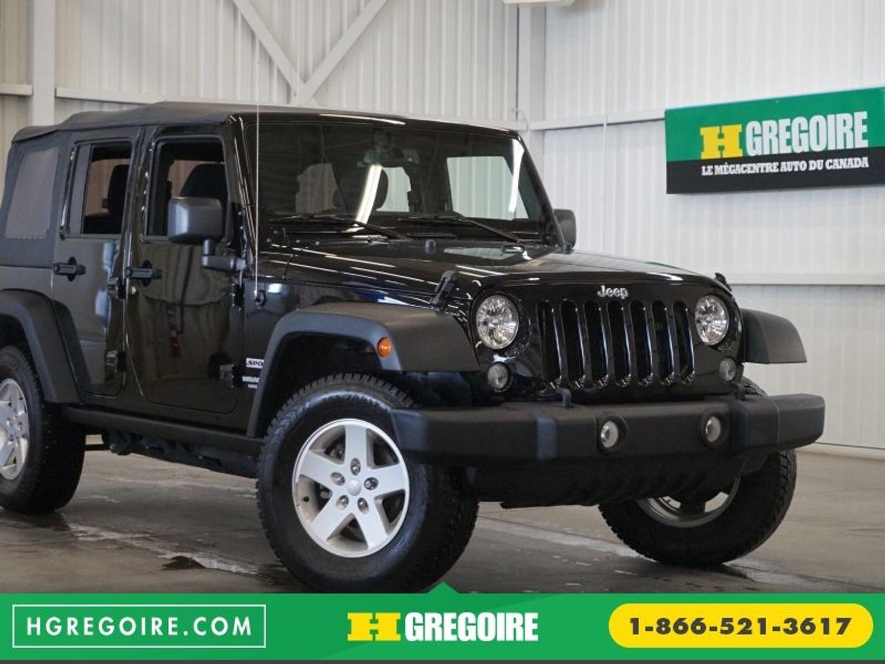 <a href=https://www.autoaubaine.com/Jeep-Wrangler-c7008505.html>https://www.autoaubaine.com/Jeep-Wrangler-c7008505.html</a>

Jeep Wrangler Unlimited Sport Awd 2016

Freins ABS, Miroirs chauffants, Volant ajustable, Ordinateur de bord, Antipatinage, Phares antibrouillards

ECONOMISER 2 700$! JAMAIS ACCIDENTÉ, Aucun frais caché, Taux dintérêt imbattable! Ouvert 7 jours. Inspection en plus de 125 points et rigoureux processus de remise à neuf. Satisfaction garantie de 3 jours ou argent remis et privilège déchange 30 jours. Obtenez le meilleur taux de financement et même une 2e ou 3e chance au crédit. Pour plus dinformation sur cette voiture et pour obtenir le rapport dhistorique CarProof gratuitement, visitez https://www.hgregoire.com/fr-stk/H6465A. *Prix du manufacturier neuf (35 695$)