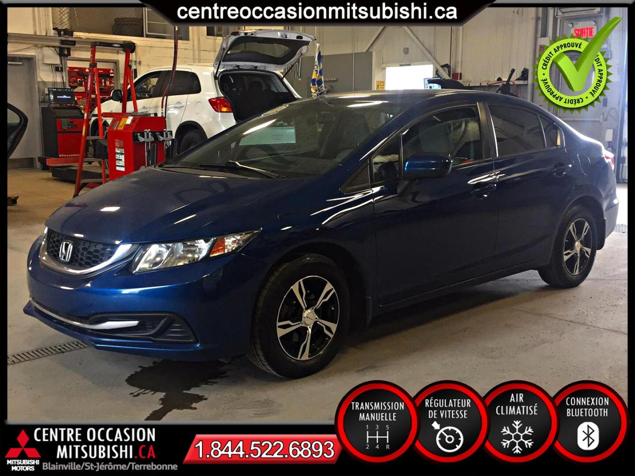 Used 2014 Honda Civic LX MANUELLE AIR CLIMATISÉ BLEU 4 PORTES for sale in St-Jérôme, QC