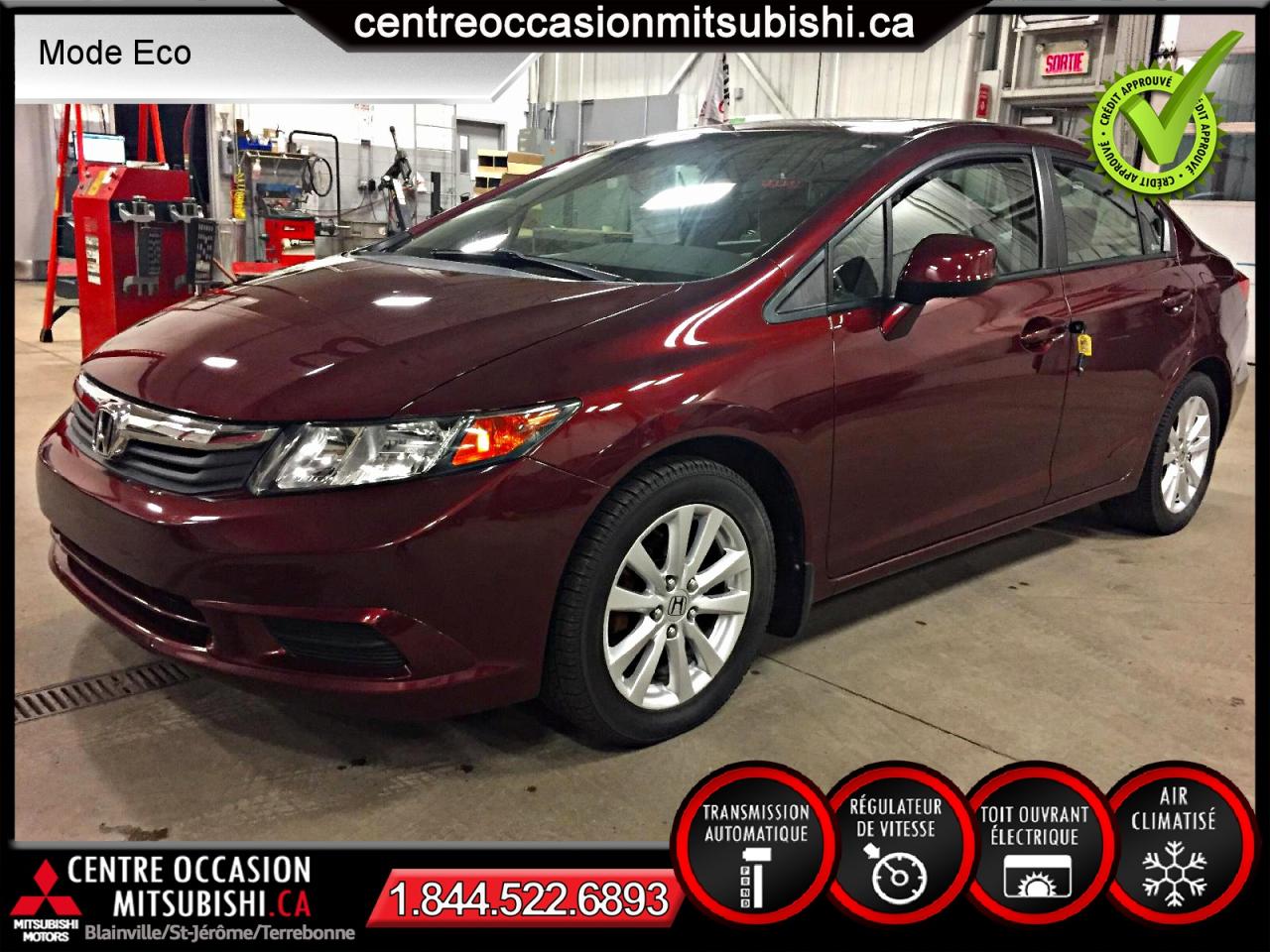 Used 2012 Honda Civic EX *ECO* BOURGOGNE TOIT 47$/SEM. for sale in St-Jérôme, QC