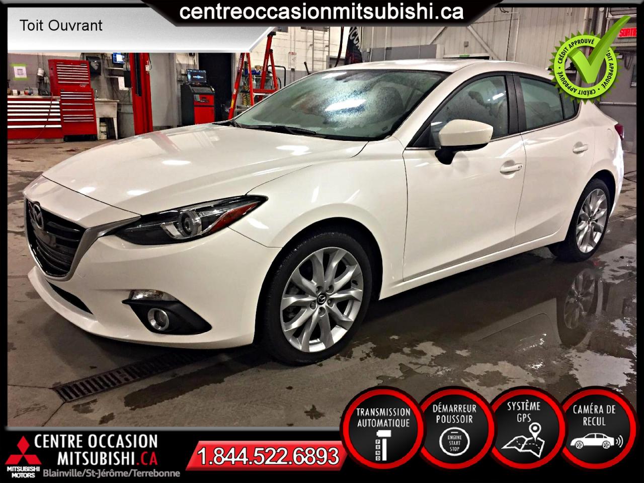 Used 2014 Mazda 3 GT-SKY 2,5L BLANCHE TOIT GPS 66$/SEMAINE for sale in St-Jérôme, QC