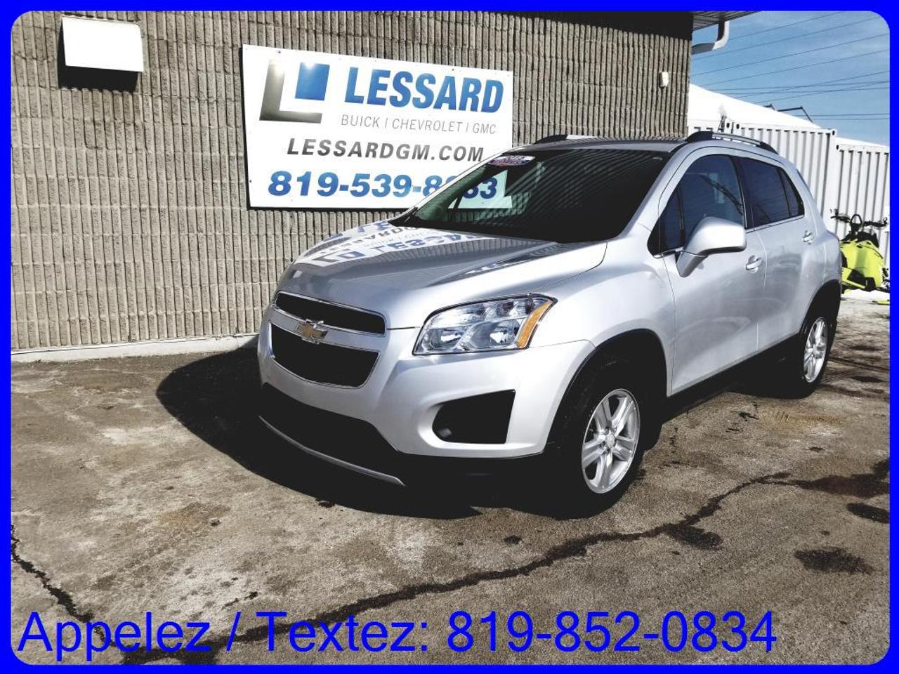 <a href=https://www.lessardgm.com/occasion/Chevrolet-Trax-2015.html>https://www.lessardgm.com/occasion/Chevrolet-Trax-2015.html</a>

CHEVROLET TRAX 2-15 
-REGULATEUR DE VITESSE 
-CLIMATISATION 
-LUMIERE AUTOMATIQUE 

Chez Lessard Chevrolet Buick GMC, chez nous cest les gens avant tout!
Véhicule doccasion certifié avec inspection de 150 points.
Rapport Carproof . Aucun VGA ou Reconstruit.
Nous donnons plus pour votre échange. 
Assistance routière gratuite. Privilège échange 30 jour /2500km*
Livraison Gratuite partout au Québec.
Spécialiste en 1e, 2e et 3e chance au crédit, 100% Approuvée
Garantie illimitée disponible. Essai routier GRATUIT
Vous êtes de Drummondville, Québec, Montreal, Sherbrooke, Trois-Rivières, Sorel, Nicolet
Appelez-nous sans frais 1-888-376-7968 ou au 819-539-8333
Viens nous voir au 5570 Boulevard Royal Shawinigan
www.lessardgm.com
Texter nous pour plus dinformation 819-852-0834