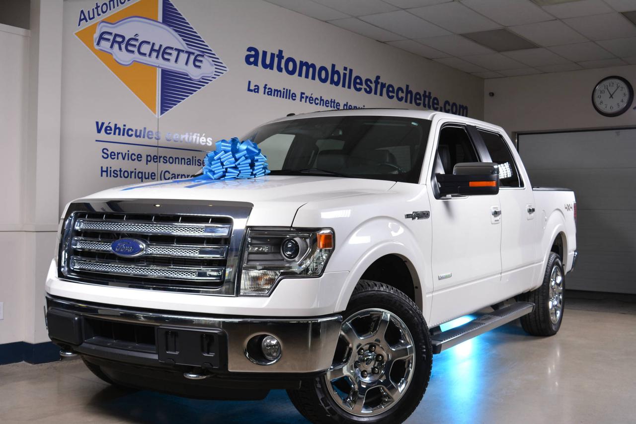 <a href=https://www.automobilesfrechette.com/occasion/Ford-F150-2014.html>https://www.automobilesfrechette.com/occasion/Ford-F150-2014.html</a>

* Inspection complète et esthétique inclus * Un seul propriétaire * CarProof : Aucun accident * Garantie Ford mars 2020 * F-150 Cab SuperCrew 4RM 145 po Lariat * 6 passagers * Moteur V6 EcoBoost 3.5L * Rapport de pont de 3,73 * Transmission automatique 6 vitesses SelectShift * 4 roues motrices * Roues en alliage 20 * Remorquage catégorie IV * Boîte 5 et demi * Cuir noir * Toit ouvrant * Système de navigation * Caméra de recul * Marchepied de hayon * Sièges électriques chauffants * Siège mémoire * Climatisation automatique 2 zones * Régulateur de vitesse * Rétroviseurs chauffants * Chaîne audio Sony * Lecteur CD * Ports USB * Carte SD * Bluetooth * Sync MyFord Touch * Financement disponible * Location ou financement commercial disponible 

* Nous prenons les échanges * Gratuit : venez faire évaluer votre véhicule 

* www.automobilesfrechette.com 

* Nous expédions à travers le Canada 

* La famille Fréchette à votre service depuis 59 ans... Partez confiant, roulez longtemps!