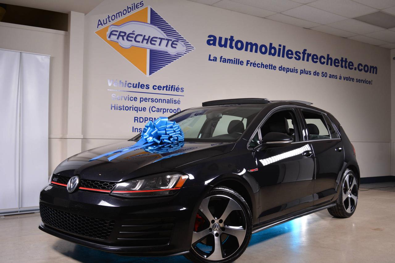 <a href=https://www.automobilesfrechette.com/occasion/Volkswagen-Golf_GTI-2015.html>https://www.automobilesfrechette.com/occasion/Volkswagen-Golf_GTI-2015.html</a>

* Inspection complète et esthétique inclus * Un seul propriétaire * Garantie Volkswagen mai 2019 * Entretenu en concessionnaire Volkswagen * Golf GTI Autobahn DSG 4 portes Hayon * Transmission automatique 6 vitesses DSG #Tiptronic# * Moteur I4 2.0L TSI #Turbo# * Traction avant * Roues en alliage 18 Austin * Tissus Clark * #Toit ouvrant# * #Caméra de recul# * #Bluetooth# * Rétroviseurs chauffants * Chaîne audio #Fender# * Sièges chauffants * Régulateur de vitesse * Climatisation automatique 2 zones * Lecteur CD * Radio satellite #Sirius XM# * Écran tactile 5.8 * Financement disponible * Location ou financement commercial disponible

* www.automobilesfrechette.com

* Nous expédions à travers le Canada

* La famille Fréchette à votre service depuis 59 ans... Partez confiant, roulez longtemps!