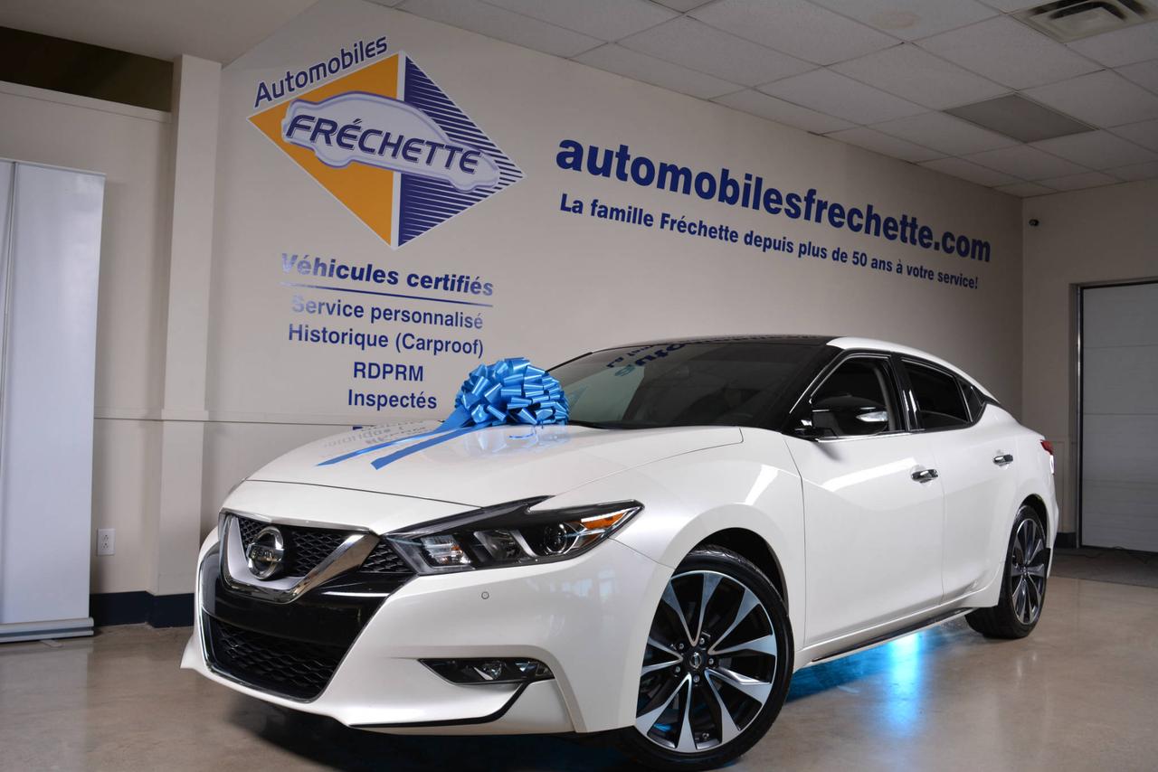 <a href=https://www.automobilesfrechette.com/occasion/Nissan-Maxima-2016.html>https://www.automobilesfrechette.com/occasion/Nissan-Maxima-2016.html</a>

* Inspection complète et esthétique inclus * Un seul propriétaire * CarProof : Aucun accident * Garantie prolongée complète Nissan novembre 2019 ou 160,000km * Maxima SR berline * Transmission automatique CVT Xtronic * Moteur V6 3.5L * Traction avant * Roues en alliage 19 * Cuir Ascot * #Navigation# * #Caméra de recul# * #Bluetooth# * Sièges ventilés et chauffants * Sièges électriques * Rétroviseurs chauffants * Régulateur de vitesse adaptatif * Climatisation automatique 2 zones * #HomeLink# * Chaîne audio Bose * Lecteur CD * Écran tactile 8 * Radio satellite #Sirius XM# * Port USB * Prise auxiliaire * Provient dun client dAutomobiles Fréchette * Financement disponible * Location ou financement commercial disponible 

* www.automobilesfrechette.com 

* Nous expédions à travers le Canada 

* La famille Fréchette à votre service depuis 59 ans... Partez confiant, roulez longtemps!