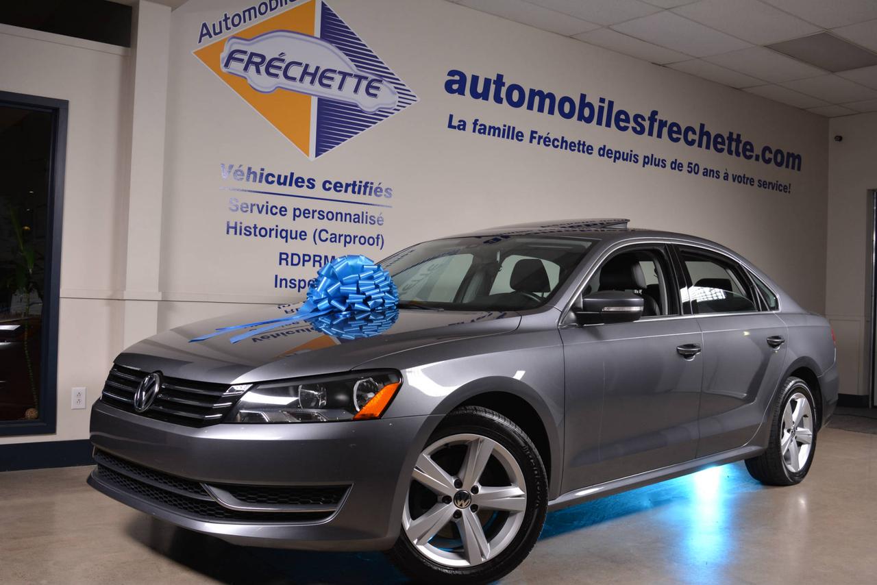 <a href=https://www.automobilesfrechette.com/occasion/Volkswagen-Passat-2014.html>https://www.automobilesfrechette.com/occasion/Volkswagen-Passat-2014.html</a>

* Inspection complète et esthétique inclus * Un seul propriétaire * CarProof : Aucun accident * Garantie Volkswagen mai 2019 * Passat Comfortline * Transmission automatique 6 vitesses #Tiptronic# * Moteur I4 1.8L TSI #Turbo# * Traction avant * Jantes en alliages 17 #Sonoma# * #Toit ouvrant# * #Cuir noir titan# * Sièges chauffants * Siège électrique conducteur * Régulateur de vitesse * Rétroviseurs chauffants * Climatisation automatique 2 zones * #Bluetooth# * Radio satellite #Sirius XM# * Prise auxiliaire * Lecteur CD * Financement disponible * Financement commercial disponible 

* www.automobilesfrechette.com 

* Nous expédions à travers le Canada 

* La famille Fréchette à votre service depuis 59 ans... Partez confiant, roulez longtemps!