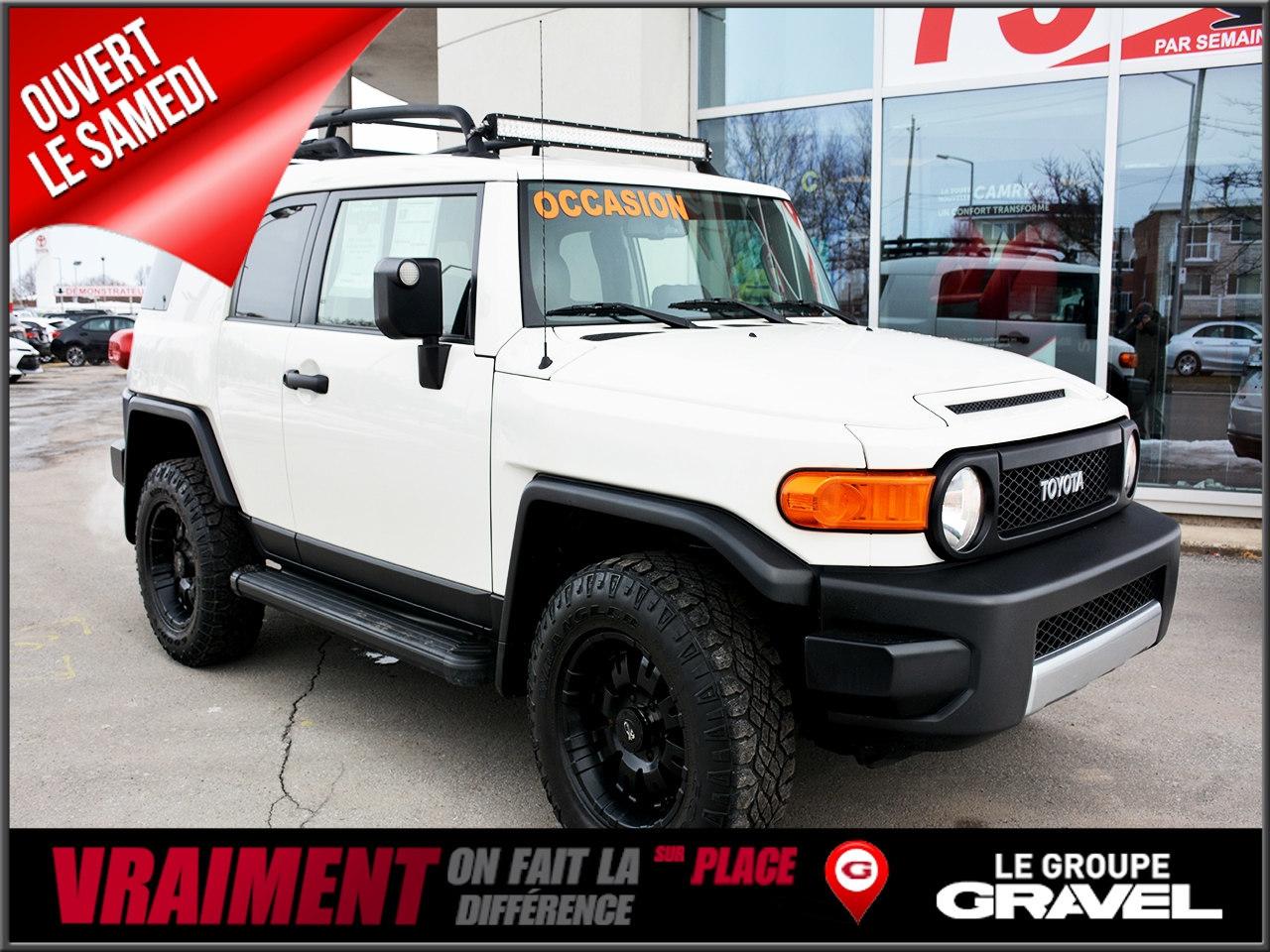 <a href=https://www.graveltoyota.com/occasion/Toyota-FJ_Cruiser-2012.html>https://www.graveltoyota.com/occasion/Toyota-FJ_Cruiser-2012.html</a>

Jamais Accidenté ! ALL TERRAIN - 8 MAGS - BLUETOOTH - MARCHES PIEDS - BARRE AU DEL - 4X4 - DIFF LOCK - RARE VENEZ LE VOIR IL VAUT LE DÉTOUR Condition générale exceptionnelle et l`inspection certifiée de TOYOTA est complétée. 2e ET 3e CHANCE AU CRÉDIT SUR PLACE.   Ouvert le samedi de 10h / 16h. Véhicules doccasion certifiés en plus de 100 points mécanique et esthétique. Un rapport CARPROOF sans frais supplémentaire!  GRAVEL TOYOTA ST-LÉONARD fait vraiment la différence sur place, venez nous mettre au défi.   www.gravelauto.com.  GRAVEL TOYOTA ST-LÉONARD na quun seul but, celui de donner le meilleur service après-vente et les meilleurs prix.   Tous nos véhicules sont inspectés, certifiés en 100 points et chez GRAVEL TOYOTA ST-LÉONARD, on ne lésine pas avec la sécurité. Venez constater par vous-même la qualité de tous nos véhicules d`occasion.  LE GROUPE GRAVEL, DEPUIS 1952? Pour un service sans limite! www.gravelauto.com.  Nous répondons aux demandes dinformations par courriel 7/7 jours.   //////////////////////////////////////////////////////////////////////////////////////////////////////////////////////////////////////////////////////////  Never been accidented! Only one owner ! Great overall condition and certified Toyota inspection completed. 2nd and 3rd chance credit available. Open on Saturdays from 10am to 4pm. Certified used vehicles with 100 point mechanical inspections. Carproof at no extra cost!     GRAVEL TOYOTA ST-LÉONARD has one main goal : to give the best customer service with the best prices. Our dedicated sales team at GRAVEL TOYOTA ST-LÉONARD will make your car shopping experience a dream. Come see us at GRAVEL TOYOTA ST-LÉONARD.  Le Groupe Gravel, in business since 1952....For a service with no limits: www.gravelauto.com.  We will respond to your questions 7/7 days. Vehicles can be delivered anywhere in Quebec