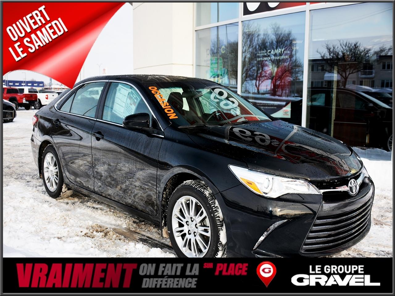 <a href=https://www.graveltoyota.com/occasion/Toyota-Camry-2015.html>https://www.graveltoyota.com/occasion/Toyota-Camry-2015.html</a>

Un Seul Propriétaire! SIÈGES ÉLECTRIQUE CAMERA DE RECUL BLUETOOTH MAGS Condition générale exceptionnelle et l`inspection certifiée de TOYOTA est complétée. 2e ET 3e CHANCE AU CRÉDIT SUR PLACE.     Ouvert le samedi de 10h / 16h. Véhicules doccasion certifiés en plus de 100 points mécanique et esthétique. Un rapport CARPROOF sans frais supplémentaire!    GRAVEL TOYOTA ST-LÉONARD fait vraiment la différence sur place, venez nous mettre au défi.     www.gravelauto.com.    GRAVEL TOYOTA ST-LÉONARD na quun seul but, celui de donner le meilleur service après-vente et les meilleurs prix.     Tous nos véhicules sont inspectés, certifiés en 100 points et chez GRAVEL TOYOTA ST-LÉONARD, on ne lésine pas avec la sécurité. Venez constater par vous-même la qualité de tous nos véhicules d`occasion.    LE GROUPE GRAVEL, DEPUIS 1952 Pour un service sans limite! www.gravelauto.com.    Nous répondons aux demandes dinformations par courriel 7/7 jours.     //////////////////////////////////////////////////////////////////////////////////////////////////////////////////////////////////////////////////////////    Never been accidented! Only one owner ! Great overall condition and certified Toyota inspection completed. 2nd and 3rd chance credit available. Open on Saturdays from 10am to 4pm. Certified used vehicles with 100 point mechanical inspections. Carproof at no extra cost!         GRAVEL TOYOTA ST-LÉONARD has one main goal : to give the best customer service with the best prices. Our dedicated sales team at GRAVEL TOYOTA ST-LÉONARD will make your car shopping experience a dream. Come see us at GRAVEL TOYOTA ST-LÉONARD.    Le Groupe Gravel, in business since 1952....For a service with no limits: www.gravelauto.com.    We will respond to your questions 7/7 days. Vehicles can be delivered anywhere in Quebec