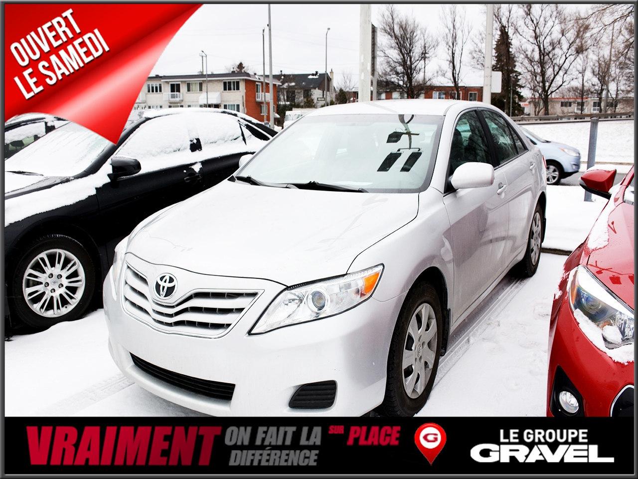 <a href=https://www.graveltoyota.com/occasion/Toyota-Camry-2011.html>https://www.graveltoyota.com/occasion/Toyota-Camry-2011.html</a>

Un Seul Propriétaire! BAS KM - AIR CLIM - Gr ÉLEC COMPLET - Condition générale exceptionnelle et l`inspection certifiée de TOYOTA est complétée. 2e ET 3e CHANCE AU CRÉDIT SUR PLACE.   Ouvert le samedi de 10h / 16h. Véhicules doccasion certifiés en plus de 100 points mécanique et esthétique. Un rapport CARPROOF sans frais supplémentaire!  GRAVEL TOYOTA ST-LÉONARD fait vraiment la différence sur place, venez nous mettre au défi.   www.gravelauto.com.  GRAVEL TOYOTA ST-LÉONARD na quun seul but, celui de donner le meilleur service après-vente et les meilleurs prix.   Tous nos véhicules sont inspectés, certifiés en 100 points et chez GRAVEL TOYOTA ST-LÉONARD, on ne lésine pas avec la sécurité. Venez constater par vous-même la qualité de tous nos véhicules d`occasion.  LE GROUPE GRAVEL, DEPUIS 1952? Pour un service sans limite! www.gravelauto.com.  Nous répondons aux demandes dinformations par courriel 7/7 jours.   //////////////////////////////////////////////////////////////////////////////////////////////////////////////////////////////////////////////////////////  Never been accidented! Only one owner ! Great overall condition and certified Toyota inspection completed. 2nd and 3rd chance credit available. Open on Saturdays from 10am to 4pm. Certified used vehicles with 100 point mechanical inspections. Carproof at no extra cost!     GRAVEL TOYOTA ST-LÉONARD has one main goal : to give the best customer service with the best prices. Our dedicated sales team at GRAVEL TOYOTA ST-LÉONARD will make your car shopping experience a dream. Come see us at GRAVEL TOYOTA ST-LÉONARD.  Le Groupe Gravel, in business since 1952....For a service with no limits: www.gravelauto.com.  We will respond to your questions 7/7 days. Vehicles can be delivered anywhere in Quebec