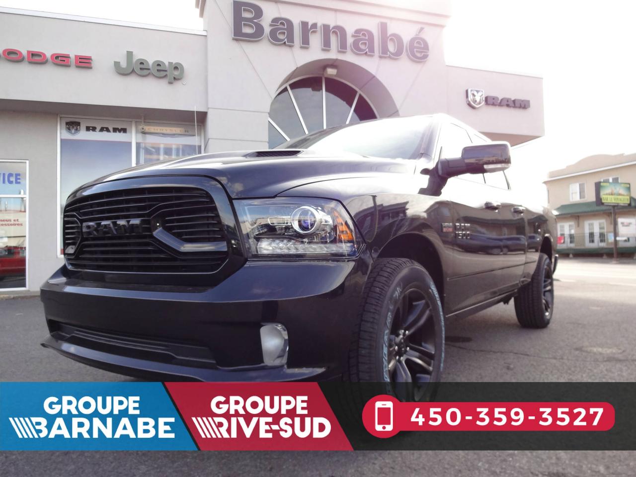 <a href=https://www.barnabe.ca/occasion/RAM-1500-2018.html>https://www.barnabe.ca/occasion/RAM-1500-2018.html</a>

RAM 1500 SPORT QUAD CAB 4X4 2018 

~ NEUF ~ 

MOTEUR V8 HEMI DE 5.7 L, TRANSMISSION AUTOMATIQUE 8 VITESSES, 
RAPPORT DE PONT ARRIÈRE DE 3.21, 
ROUES : 20 X 9 PO EN ALUMINIUM NOIR, 
CAPOT SPORT DE PERFORMANCE, 
CAMÉRA DE RECUL PARKVIEW 
ET BIEN PLUS !!! 

~ POUR PRENDRE RENDEZ-VOUS POUR UN ESSAI ROUTIER OU POUR OBTENIR PLUS DE DÉTAILS, VOUS POUVEZ COMMUNIQUER AU : 450-245-3313. 

PRIX ÉTABLI AVEC UN FINANCEMENT À TAUX RÉGULIER! ~1ERE, 2E ET 3E CHANCE AU CRÉDIT!! AUCUN CAS REFUSÉ!! FINANCEMENT ET GARANTIE DISPONIBLE SUR PLACE!! 

NOUS REPRENONS TOUS VOS ÉCHANGES, MOTO - VTT - BATEAU - ROULOTTE - MOTORISÉ!!