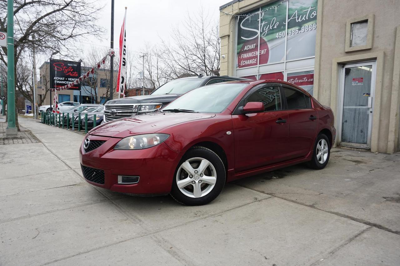 <a href=https://www.styleauto.ca/occasion/Mazda-3-2008.html>https://www.styleauto.ca/occasion/Mazda-3-2008.html</a>

2008 MAZDA 3 GS 4cyl 2.0litres tout équipé AUTOMATIC avec mode manuel commandes AUDIO au volant groupe électric complet vitres portes mirroirs et régulateur de vitesse MAGS 15 pouces vitres TEINTÉES seulement 152000km certifié CARPROOF  a lappui...STYLE AUTO EST A VOTRE SERVICE depuis 1992 tous nos véhicules viennes avec un rapport dinspection et une garantie FINANCEMENT MAISON et BANCAIRE débute a 4.99% dintérets pour plus dinfos contacter nous 450-686-9886