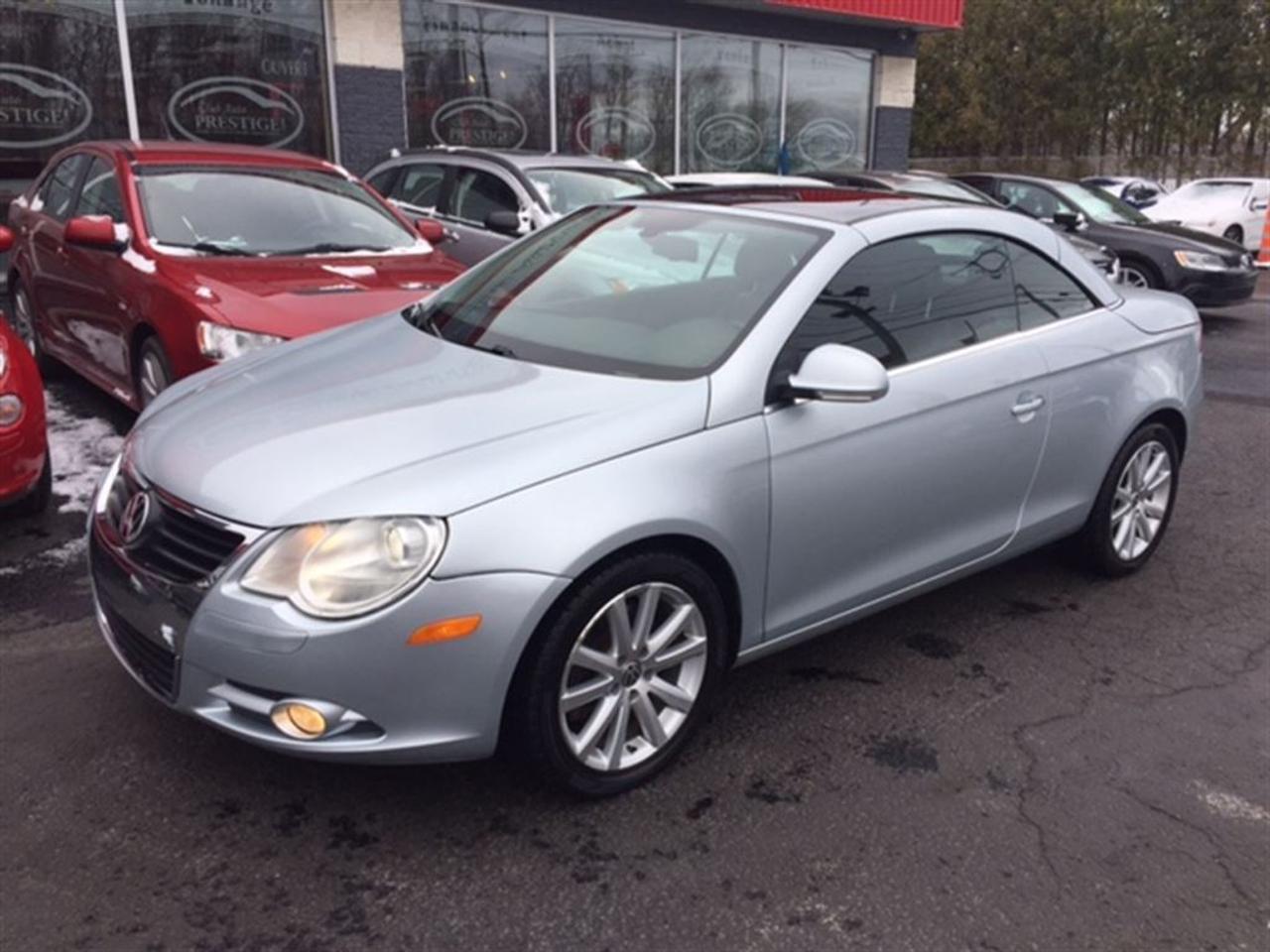 <a href=https://www.clubautoprestige.com/occasion/Volkswagen-EOS-2007.html>https://www.clubautoprestige.com/occasion/Volkswagen-EOS-2007.html</a>

LE MEILLEUR PRIX GARANTIE! PRÊT À BATTRE LE PRIX DE LA COMPÉTITION! LIQUIDATION JUSQUA $6500 EN RABAIS OU REMISES *** INSPECTION INCLUSE *** BALANCE DE GARANTIE MANUFACTURIER OU 1an/15,000km MOTOPROPULSEUR GRATUITE*** 

1e, 2e, 3e, 4e & 5e  CHANCES AU CRÉDIT 100% APPROUVÉ! AYEZ LA LIBERTÉ DESPRIT & REBATIR VOTRE CRÉDIT AVEC UN PRÊT OUVERT! REMPLISSEZ UNE DEMANDE DE CRÉDIT SECURISÉ ENLIGNE! https://www.clubautoprestige.com/demande-de-financement.html *Pour 41.58$ +  taxes par semaine, ce véhicule est finançable sur une terme de 48 mois et calculé à un taux dintérêt annuel de 19.95% avec un versement de 580$ de comptant, les frais de crédit totalisent 2697.04$, lobligation totale serait de 9228.64$, taxes en sus *Certaines conditions sappliquent. Sujet à lapprobation de crédit. Détails en magasin. 

*Les taux dintérêt, les termes, les calculs, les frais de crédit, et lobligation totale peuvent varier selon votre dossier de crédit. Obtenez un financement personnalisée chez Club Auto Prestige SANS FRAIS CACHÉES, NI FRAIS DOUVERTURE DE DOSSIER, 100% transparents le tout en vous aidant à rebâtir votre crédit et ce GRATUITEMENT! 

PLUS DE 200 VÉHICULES EN INVENTAIRE, TOUS LES MARQUES & BUDGETS, EN STOCK OU EN COMMANDE SPÉCIAL à seulement 10min de Blainville, Lachenaie, Mascouche, Terrebonne, Laval, 20min de Montréal, Longueil, Repentigny, St-Jérome, St-Sauveur et les Laurentians!  Ça vaut le détour! 

OUVERT 7 JOURS!  AVEC PLUS DE 200 VÉHICULES & DES PRIX IMBATTABLES, LE CHOIX EST SIMPLE WWW.CLUBAUTOPRESTIGE.COM 801 Arthur-Sauvé, St-Eustache (QC) J7R 4K3 (450) 472-1112