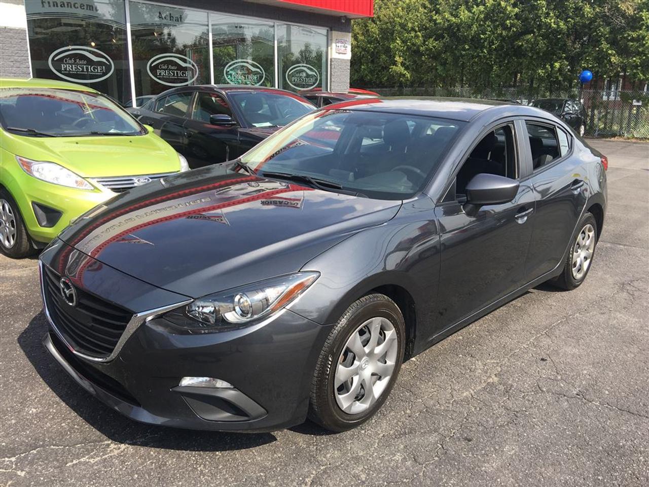 <a href=https://www.clubautoprestige.com/occasion/Mazda-3-2014.html>https://www.clubautoprestige.com/occasion/Mazda-3-2014.html</a>

LE MEILLEUR PRIX GARANTIE! PRÊT À BATTRE LE PRIX DE LA COMPÉTITION! LIQUIDATION JUSQUA $6500 EN RABAIS OU REMISES *** INSPECTION INCLUSE *** BALANCE DE GARANTIE MANUFACTURIER OU 1an/15,000km MOTOPROPULSEUR GRATUITE*** 

1e, 2e, 3e, 4e & 5e  CHANCES AU CRÉDIT 100% APPROUVÉ! AYEZ LA LIBERTÉ DESPRIT & REBATIR VOTRE CRÉDIT AVEC UN PRÊT OUVERT! REMPLISSEZ UNE DEMANDE DE CRÉDIT SECURISÉ ENLIGNE! https://www.clubautoprestige.com/demande-de-financement.html *Pour 32.90$  + taxes par semaine, ce véhicule est finançable sur une terme de 72 mois et calculé à un taux dintérêt annuel de 4.99% avec un versement de 0$ de comptant, les frais de crédit totalisent 1392.80$, lobligation totale serait de 10264.80$, taxes en sus *Certaines conditions sappliquent. Sujet à lapprobation de crédit. Détails en magasin. 

*Les taux dintérêt, les termes, les calculs, les frais de crédit, et lobligation totale peuvent varier selon votre dossier de crédit. Obtenez un financement personnalisée chez Club Auto Prestige SANS FRAIS CACHÉES, NI FRAIS DOUVERTURE DE DOSSIER, 100% transparents le tout en vous aidant à rebâtir votre crédit et ce GRATUITEMENT! 

PLUS DE 200 VÉHICULES EN INVENTAIRE, TOUS LES MARQUES & BUDGETS, EN STOCK OU EN COMMANDE SPÉCIAL à seulement 10min de Blainville, Lachenaie, Mascouche, Terrebonne, Laval, 20min de Montréal, Longueil, Repentigny, St-Jérome, St-Sauveur et les Laurentians!  Ça vaut le détour! 

OUVERT 7 JOURS!  AVEC PLUS DE 200 VÉHICULES & DES PRIX IMBATTABLES, LE CHOIX EST SIMPLE WWW.CLUBAUTOPRESTIGE.COM 801 Arthur-Sauvé, St-Eustache (QC) J7R 4K3 (450) 472-1112
