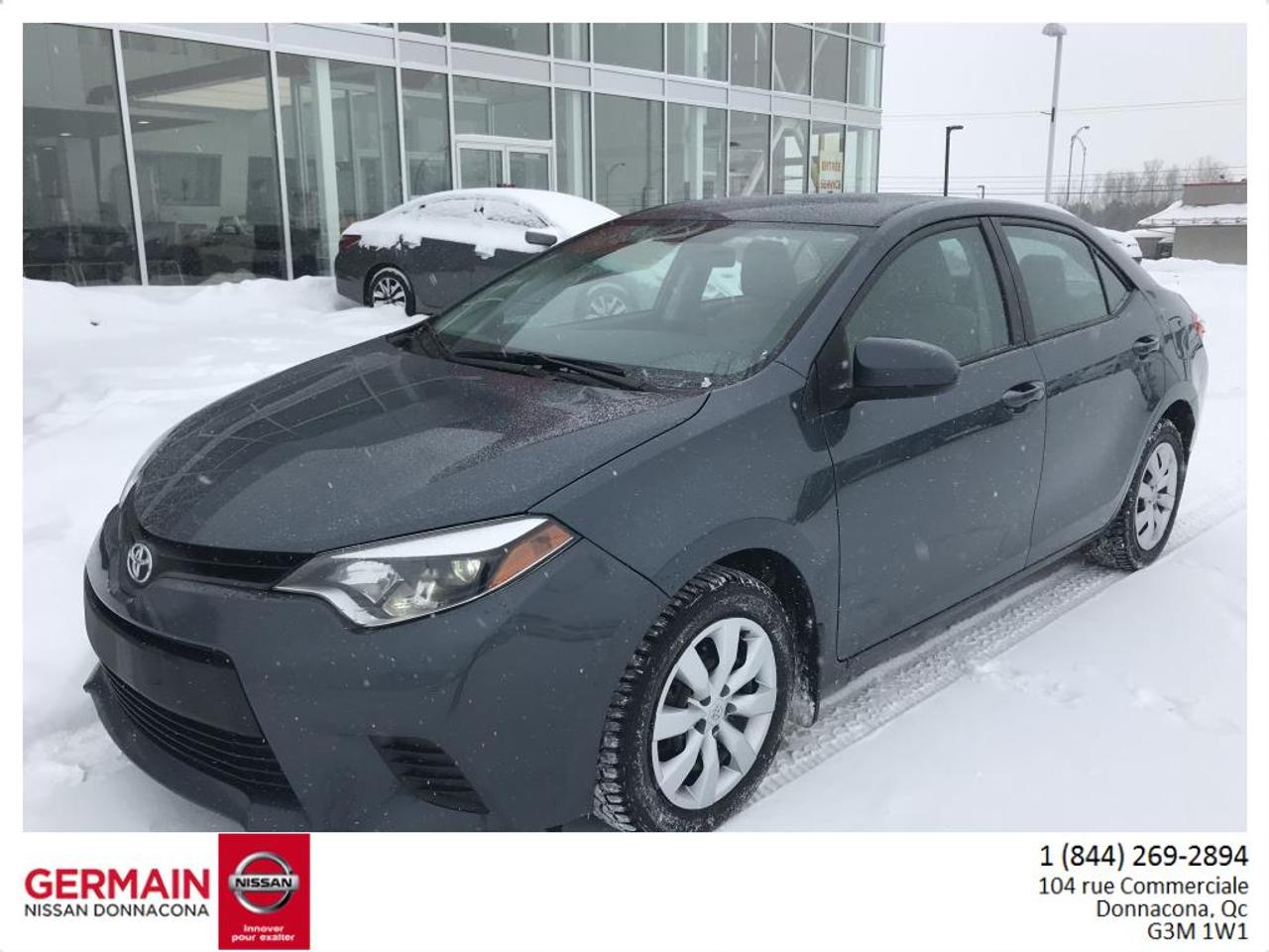 <a href=https://www.germainnissan.ca/occasion/Toyota-Corolla-2014.html>https://www.germainnissan.ca/occasion/Toyota-Corolla-2014.html</a>

VÉHICULE TRÈS BIEN ÉQUIPÉ AVEC CRUISE-BLUETOOTH-CAMÉRA DE RECUL-NON FUMEUR-VÉHICULE NON ACCIDENTÉ-ET SEULEMENT UN PROPRIÉTAIRE-

Germain Nissan, concessionnaire automobile neuf et usagé dans Portneuf, à seulement 20 minutes de Québec et 45 minutes de Trois-Rivières. Voisin du Prix du Gros Donnacona Chrysler Fiat et du Canadian Tire! 

Nous sommes ouvert le samedi de 9h à 15h.

.MEILLEUR PRIX DE LA RÉGION: NOUS BATTRONS LA COMPÉTITION. FINANCEMENT APPROUVÉ À 100% 1ère, 2e et 3e CHANCE AU CRÉDIT. MEILLEUR PRIX SUR VOTRE VÉHICULE DÉCHANGE 

WWW.GERMAINNISSAN.CA POUR VOIR LES PROMOTIONS EN VIGUEUR*** CHEZ GERMAIN NISSAN, VOUS TROUVEREZ UN INVENTAIRE COMPLET DE MODÈLES NISSAN NEUFS ET DOCCASION DE TOUTES MARQUES (HONDA, MAZDA, TOYOTA, HYUNDAI, ACURA, BMW, ACURA, CHEVROLET, MERCEDES, KIA, VOLKSWAGEN) À DES PRIX QUI DÉFIENT NOS CONCURRENTS. MIEUX ENCORE, NOTRE ÉQUIPE DE PASSIONNÉS DE GERMAIN NISSAN VEUT VOUS AIDER À TROUVER LE MODÈLE  QUI COMBLERA TOUS VOS BESOINS TOUT EN RESPECTANT VOTRE BUDGET