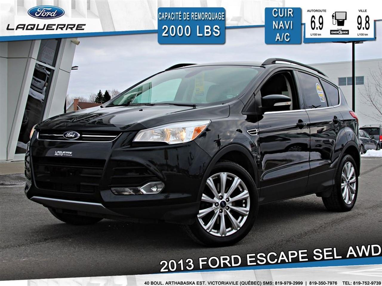 <a href=https://www.laquerreford.com/occasion/Ford-Escape-2013.html>https://www.laquerreford.com/occasion/Ford-Escape-2013.html</a>

VÉHICULE JAMAIS ACCIDENTÉ !!    - TRÈS BIEN ÉQUIPÉ !!    - PNBV : 2195    - TAILLE DORIGINE DES PNEUS : 235/50 R18    - MOTEUR DE 2.0L    - CAPACITÉ DE REMORQUAGE : 2 000 LBS        - VERROUILLAGE DES PORTES PAR CODE    - VITRES ÉLECTRIQUES    - MIROIRS ÉLECTRIQUES / CHAUFFANTS    - PHARES AUTOMATIQUES    - COMMANDES AU VOLANT    - COMMANDES VOCALES    - CONNECTIVITÉ BLUETOOTH    - RÉGULATEUR DE VITESSE    - SYSTÈME ANTIPATINAGE    - NAVIGATION    - CLIMATISATION 2 ZONES    - SIÈGES ÉLECTRIQUES / CHAUFFANTS / MÉMOIRE    - HAYON ÉLECTRIQUE    - VOLANT CHAUFFANT    - RADIO CD / SATELLITE    - PUSH START BUTTON    - PRISE USB / AUXILIAIRE / 12 VOLTS    - VOLANT GAINÉ DE CUIR        **** LAQUERRE AUTO, LE PLUS GROS INVENTAIRE DE VÉHICULES DOCCASION DES BOIS-FRANCS *** 1ÈRE, 2IÈME ET 3IÈME CHANCE AU CRÉDIT **** TAUX DINTÉRÊT À PARTIR DE 3.99% **** LIVRAISON LE JOUR MÊME **** NOUS LIVRONS PARTOUT AU QUEBEC **** CONTACTEZ NOUS PAR TÉLÉPHONE : 1-866-928-7165 OU PAR TEXTO 1-819-350-7976 / 1-819-266-8084 ****