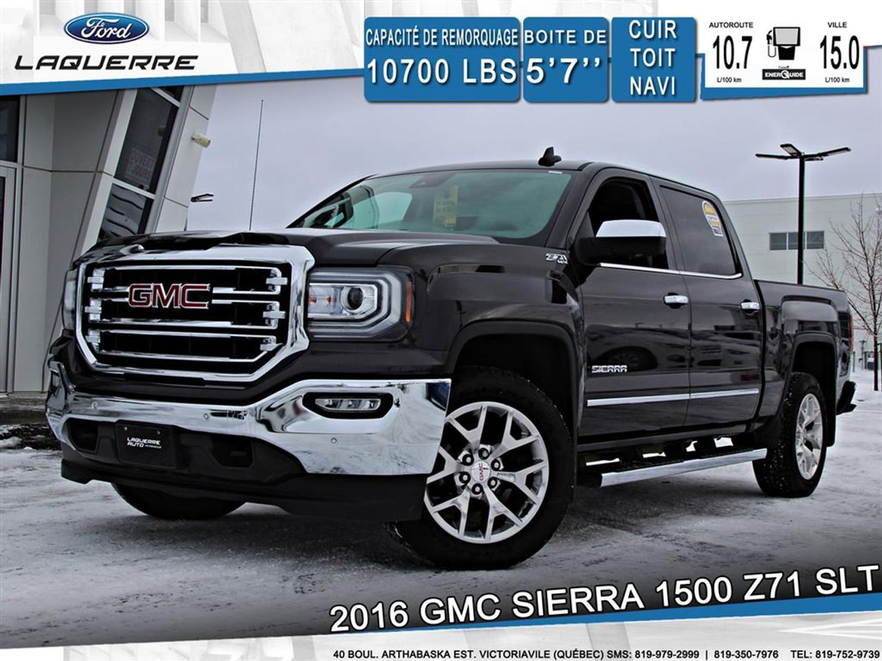 <a href=https://www.laquerreford.com/occasion/GMC-Sierra_1500-2016.html>https://www.laquerreford.com/occasion/GMC-Sierra_1500-2016.html</a>

VÉHICULE JAMAIS ACCIDENTÉ !!  - ENTIÈREMENT ÉQUIPÉ !!  - PNBV : 3266  - TAILLE DORIGINE DES PNEUS : 275/55 R20  - MOTEUR DE 5.3L    - RATIO DE DIFFÉRENTIEL : 3.42  - CAPACITÉ DE REMORQUAGE : 10 700 LBS  - BOITE DE 5.7 PIEDS    - MARCHEPIEDS  - VITRES ÉLECTRIQUES  - MIROIRS ÉLECTRIQUES  - PHARES AUTOMATIQUES  - COMMANDES AU VOLANT  - COMMANDES VOCALES  - CONNECTIVITÉ BLUETOOTH  - RÉGULATEUR DE VITESSE  - FREIN REMORQUE  - SYSTÈME ANTIPATINAGE  - NAVIGATION  - CAMERA DE RECUL  - SONAR DE RECUL  - CLIMATISATION 2 ZONES  - SIÈGES ÉLECTRIQUES / CHAUFFANTS / VENTILÉS / MÉMOIRE  - TOIT OUVRANT  - VOLANT CHAUFFANT GAINÉ DE CUIR  - RADIO CD / SATELLITE  - RÉGULATEUR DE TEMPÉRATURE AUTOMATIQUE  - PRISE USB / AUXILIAIRE / 12 VOLTS    **** LAQUERRE AUTO, LE PLUS GROS INVENTAIRE DE VÉHICULES DOCCASION DES BOIS-FRANCS *** 1ÈRE, 2IÈME ET 3IÈME CHANCE AU CRÉDIT **** TAUX DINTÉRÊT À PARTIR DE 3.99% **** LIVRAISON LE JOUR MÊME **** NOUS LIVRONS PARTOUT AU QUEBEC **** CONTACTEZ NOUS PAR TÉLÉPHONE : 1-866-928-7165 OU PAR TEXTO 1-819-350-7976 / 1-819-266-8084 ****