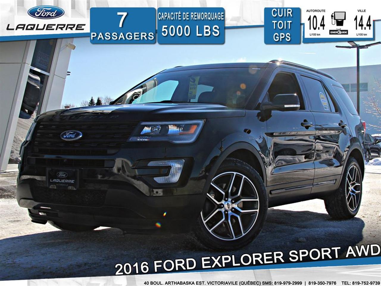 <a href=https://www.laquerreford.com/occasion/Ford-Explorer-2016.html>https://www.laquerreford.com/occasion/Ford-Explorer-2016.html</a>

VÉHICULE JAMAIS ACCIDENTÉ !!  - ENTIÈREMENT ÉQUIPÉ !!  - PNBV : 2858  - TAILLE DORIGINE DES PNEUS : 255/50 R20  - MOTEUR DE 3.5L  - CAPACITÉ DE REMORQUAGE : 5 000 LBS    - VERROUILLAGE DES PORTES PAR CODE  - VITRES ÉLECTRIQUES  - MIROIRS ÉLECTRIQUES  - PHARES AUTOMATIQUES  - COMMANDES AU VOLANT  - COMMANDES VOCALES  - CONNECTIVITÉ BLUETOOTH  - RÉGULATEUR DE VITESSE  - SYSTÈME ANTIPATINAGE  - NAVIGATION  - CAMERA DE RECUL  - SONAR DE RECUL  - CLIMATISATION 2 ZONES  - SIÈGES ÉLECTRIQUES / CHAUFFANTS / VENTILÉS / MÉMOIRE  - TOIT PANORAMIQUE  - HAYON ÉLECTRIQUE  - VOLANT CHAUFFANT  - RADIO CD / SATELLITE  - RÉGULATEUR DE TEMPÉRATURE AUTOMATIQUE  - PUSH START BUTTON  - PRISE USB / AUXILIAIRE / 12 VOLTS  - ET BIEN PLUS À VOIR !!     **** LAQUERRE AUTO, LE PLUS GROS INVENTAIRE DE VÉHICULES DOCCASION DES BOIS-FRANCS *** 1ÈRE, 2IÈME ET 3IÈME CHANCE AU CRÉDIT **** TAUX DINTÉRÊT À PARTIR DE 3.99% **** LIVRAISON LE JOUR MÊME **** NOUS LIVRONS PARTOUT AU QUEBEC **** CONTACTEZ NOUS PAR TÉLÉPHONE : 1-866-928-7165 OU PAR TEXTO : 1-819-979-2999 / 1-819-350-7976****