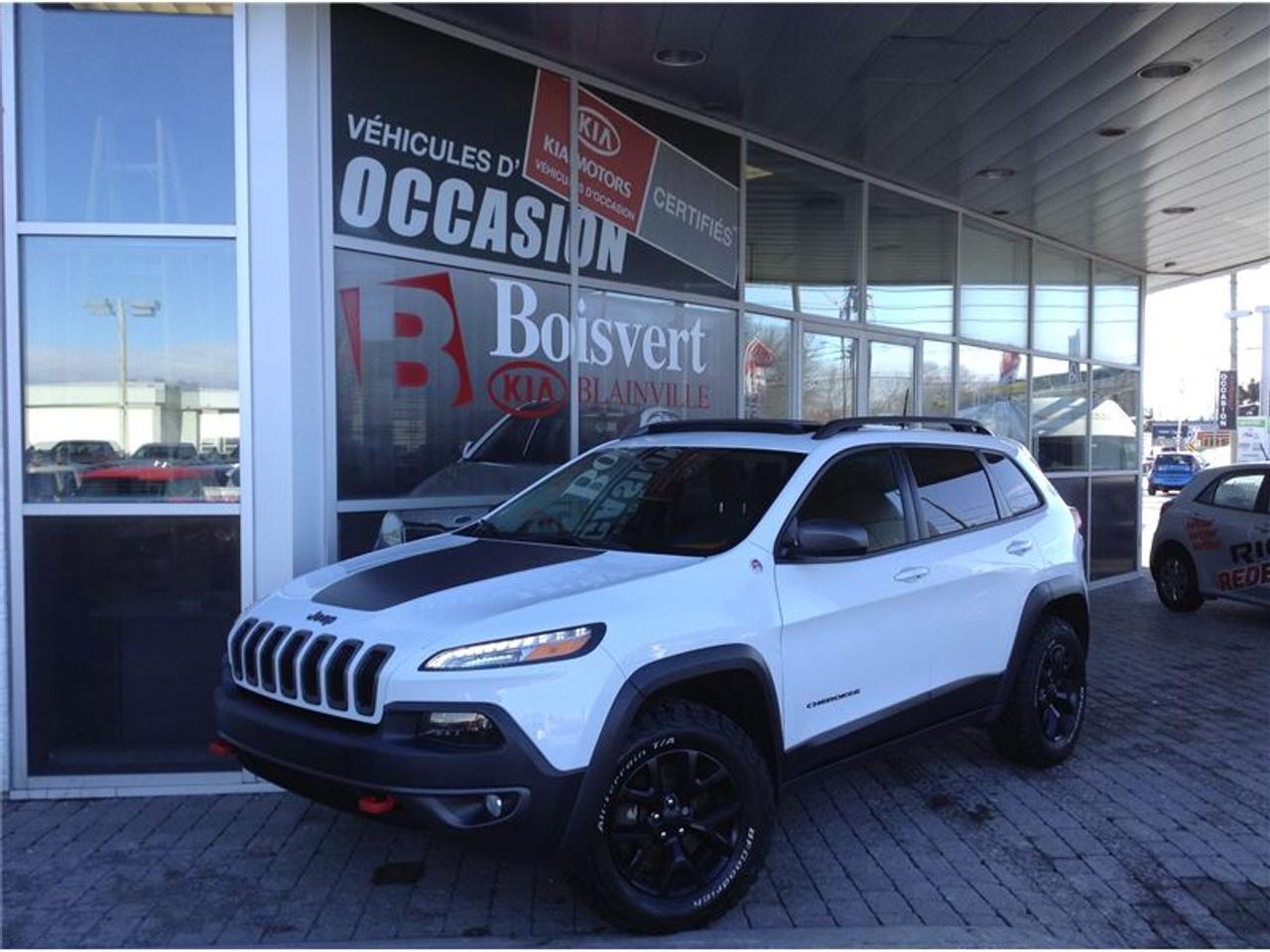 <a href=https://www.autoaubaine.com/Jeep-Cherokee-c7022420.html>https://www.autoaubaine.com/Jeep-Cherokee-c7022420.html</a>

JEEP CHEROKEE TRAILHAWK FULLLLLLLL 2016    PNEU TOUTE SAISON ÉTÉ COMME HIVER     ATTACHE DE REMORQUE     NAVIGATION / GPS, INTÉRIEUR EN CUIR    TOIT PANORAMIQUE AVEC CAMÉRA DE RECUL     FAITE VITE FINANCEMENT FACILE BOISVERT KIA     Boisvert Kia Blainville situé au 416 boul Curé Labelle, Blainville. Bien implanté dans la communauté, facile daxes par les 2 grande autoroute, soie la 640 ou lautoroute 15. Que vous soyer de Montréal ou bien de Laval, un trajet de 10 a 15 minutes vous sufira pour vivre une expérience dachat unique.  Boisvert Kia a reçu la prestigieuse distinction « Concessionnaire Platine « ce qui vous donne plusieurs avantage, comme la possibilité de vous procurer la voiture Soul EV complètement électrique.  Sur place, tout vous semblera très facile et rapide. Une possibilité de financement à partir de 0.9% ainsi que du financement facile de 2e et 3e chance au crédit. Avec son département de voiture doccasion et son programme Certifié Kia Canada, tout est mis à votre disposition.  Un rapport dinspection en 135 points, un rapport Carproof, liste des réparations de reconditionnement complète, ainsi quune remise en état : Lavage, esthétique complet. Sur place votre voiture déchange seras évaluée au meilleur prix du marché !!!  Venez vivre une expérience dachat 5 Etoiles chez Boisvert Kia à Blainville.    Boisvert Kia Blainville is located at 416 Curé Labelle Blvd, Blainville. Well implanted in the community, with an easy driving access directly from the 2 major highways 15 (exit no. 25) and the 640. If, you are located either from Montreal or Laval, a short trip of 10 or 15 minutes is being just a-way for living a unique buying experience. Boisvert Kia, winning award of the prestigious distinction of ``platinum dealership`` is offering many advantages as the possibility of getting the unique Soul EV electric car. In house, everything will seem very fast and easy for you. One possibility of financing from 0.9 % as well as the easy financing of 2nd and 3rd chance on the credit. With his department of second-hand car and its Certified Kia program, everything is provided to your disposal. A 135-point inspection report, a Carproof report including a complete list of repairs, as well as a restoration: Complete esthetic wash. On the spot, your car exchange will be evaluated at the best prices of the market!  Come and live a 5 stars buying experience!