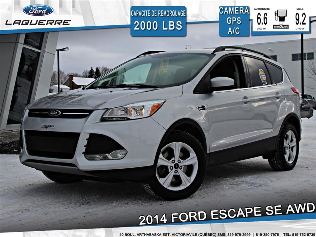 <a href=https://www.laquerreford.com/occasion/Ford-Escape-2014.html>https://www.laquerreford.com/occasion/Ford-Escape-2014.html</a>

VÉHICULE JAMAIS ACCIDENTÉ !!  - TRÈS BIEN ÉQUIPÉ !!  - PNBV : 2159  - TAILLE DORIGINE DES PNEUS : 235/55 R17  - MOTEUR DE 1.6L  - CAPACITÉ DE REMORQUAGE : 2 000 LBS    - VERROUILLAGE DES PORTES PAR CODE  - VITRES ÉLECTRIQUES  - MIROIRS ÉLECTRIQUES / CHAUFFANTS  - PHARES AUTOMATIQUES  - COMMANDES AU VOLANT  - COMMANDES VOCALES  - CONNECTIVITÉ BLUETOOTH  - RÉGULATEUR DE VITESSE  - SYSTÈME ANTIPATINAGE  - NAVIGATION  - CAMERA DE RECUL  - CLIMATISATION 2 ZONES  - SIÈGES ÉLECTRIQUES / CHAUFFANTS  - RADIO CD / SATELLITE  - RÉGULATEUR DE TEMPÉRATURE AUTOMATIQUE  - PRISE USB / AUXILIAIRE / 12 VOLTS    **** LAQUERRE AUTO, LE PLUS GROS INVENTAIRE DE VÉHICULES DOCCASION DES BOIS-FRANCS *** 1ÈRE, 2IÈME ET 3IÈME CHANCE AU CRÉDIT **** TAUX DINTÉRÊT À PARTIR DE 3.99% **** LIVRAISON LE JOUR MÊME **** NOUS LIVRONS PARTOUT AU QUEBEC **** CONTACTEZ NOUS PAR TÉLÉPHONE : 1-866-928-7165 OU PAR TEXTO 1-819-350-7976 / 1-819-266-8084 ****