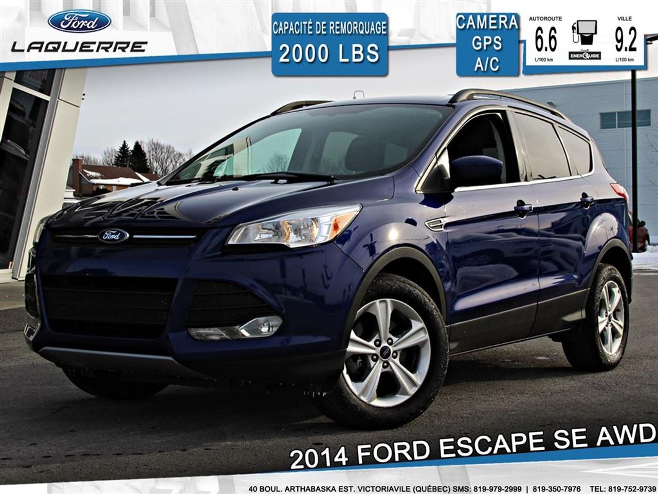 <a href=https://www.laquerreford.com/occasion/Ford-Escape-2014.html>https://www.laquerreford.com/occasion/Ford-Escape-2014.html</a>

VÉHICULE JAMAIS ACCIDENTÉ !!  - BIEN ÉQUIPÉ !!  - PNBV : 2159   - TAILLE DORIGINE DES PNEUS : 235/55 R17  - MOTEUR DE 1.6L  - CAPACITÉ DE REMORQUAGE : 2 000 LBS    - VERROUILLAGE DES PORTES PAR CODE  - VITRES ÉLECTRIQUES  - MIROIRS ÉLECTRIQUES  - PHARES AUTOMATIQUES  - COMMANDES AU VOLANT  - COMMANDES VOCALES  - CONNECTIVITÉ BLUETOOTH  - RÉGULATEUR DE VITESSE  - SYSTÈME ANTIPATINAGE  - NAVIGATION  - CAMERA DE RECUL  - SONAR DE RECUL  - CLIMATISATION 2 ZONES  - SIÈGES ÉLECTRIQUES / CHAUFFANTS  - RADIO CD / SATELLITE  - RÉGULATEUR DE TEMPÉRATURE AUTOMATIQUE  - PUSH START BUTTON  - PRISE USB / AUXILIAIRE / 12 VOLTS    **** LAQUERRE AUTO, LE PLUS GROS INVENTAIRE DE VÉHICULES DOCCASION DES BOIS-FRANCS *** 1ÈRE, 2IÈME ET 3IÈME CHANCE AU CRÉDIT **** TAUX DINTÉRÊT À PARTIR DE 3.99% **** LIVRAISON LE JOUR MÊME **** NOUS LIVRONS PARTOUT AU QUEBEC **** CONTACTEZ NOUS PAR TÉLÉPHONE : 1-866-928-7165 OU PAR TEXTO : 1-819-979-2999 / 1-819-350-7976****