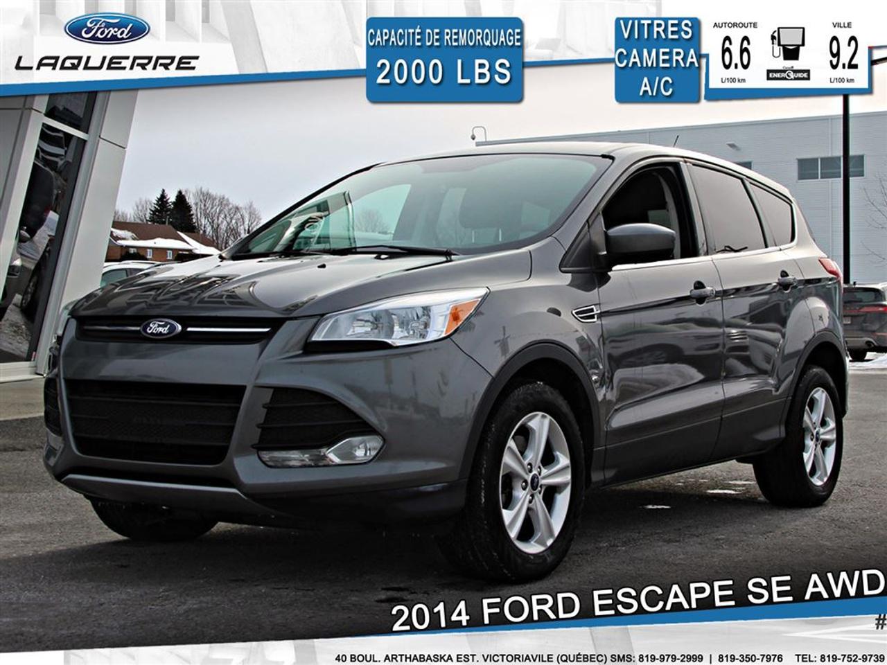 <a href=https://www.laquerreford.com/occasion/Ford-Escape-2014.html>https://www.laquerreford.com/occasion/Ford-Escape-2014.html</a>

#  - BIEN ÉQUIPÉ !!  - PNBV : 2159  - TAILLE DORIGINE DES PNEUS : 235/55 R17  - MOTEUR DE 1.6L  - CAPACITÉ DE REMORQUAGE : 2 000 LBS    - VERROUILLAGE DES PORTES PAR CODE  - VITRES ÉLECTRIQUES  - MIROIRS ÉLECTRIQUES  - PHARES AUTOMATIQUES  - COMMANDES AU VOLANT  - COMMANDES VOCALES  - CONNECTIVITÉ BLUETOOTH  - RÉGULATEUR DE VITESSE  - SYSTÈME ANTIPATINAGE  - CAMERA DE RECUL  - SONAR DE RECUL  - CLIMATISATION  - SIÈGES CHAUFFANTS  - RADIO CD / SATELLITE  - RÉGULATEUR DE TEMPÉRATURE AUTOMATIQUE  - PRISE USB / AUXILIAIRE / 12 VOLTS    **** LAQUERRE AUTO, LE PLUS GROS INVENTAIRE DE VÉHICULES DOCCASION DES BOIS-FRANCS *** 1ÈRE, 2IÈME ET 3IÈME CHANCE AU CRÉDIT **** TAUX DINTÉRÊT À PARTIR DE 3.99% **** LIVRAISON LE JOUR MÊME **** NOUS LIVRONS PARTOUT AU QUEBEC **** CONTACTEZ NOUS PAR TÉLÉPHONE : 1-866-928-7165 OU PAR TEXTO : 1-819-979-2999 / 1-819-350-7976****