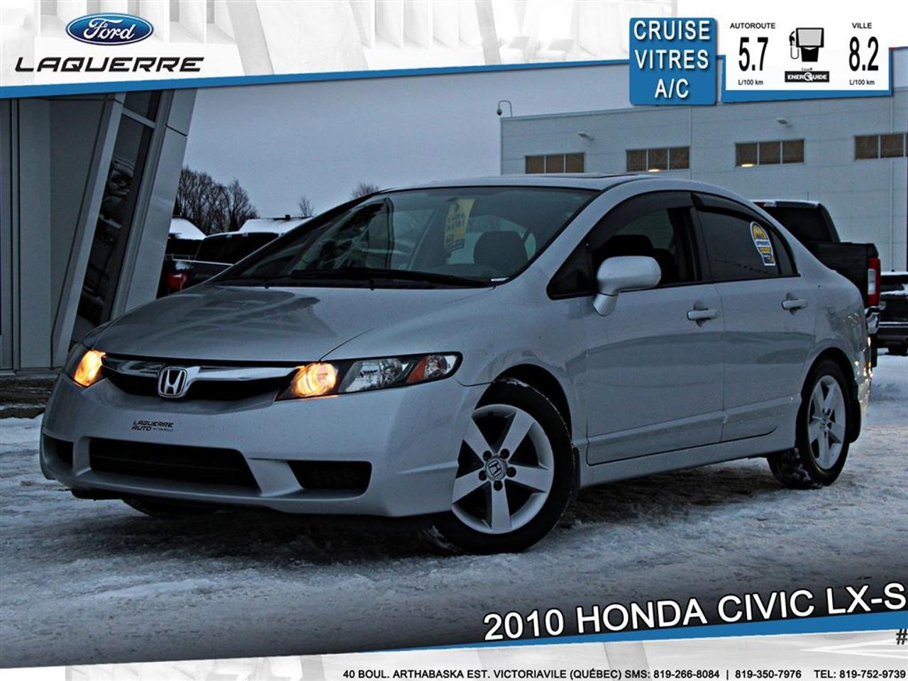 <a href=https://www.laquerreford.com/occasion/Honda-Civic-2010.html>https://www.laquerreford.com/occasion/Honda-Civic-2010.html</a>

# : 57  - PNBV : 1695  - TAILLE DORIGINE DES PNEUS : 205/55 R16  - MOTEUR DE 1.8L    - VITRES ÉLECTRIQUES  - MIROIRS ÉLECTRIQUES / CHAUFFANTS  - RÉGULATEUR DE VITESSE  - SYSTÈME ANTIPATINAGE  - CLIMATISATION  - TOIT OUVRANT  - RADIO CD  - VOLANT GAINÉ DE CUIR  - PRISE USB / 12 VOLTS    **** LAQUERRE AUTO, LE PLUS GROS INVENTAIRE DE VÉHICULES DOCCASION DES BOIS-FRANCS *** 1ÈRE, 2IÈME ET 3IÈME CHANCE AU CRÉDIT **** TAUX DINTÉRÊT À PARTIR DE 3.99% **** LIVRAISON LE JOUR MÊME **** NOUS LIVRONS PARTOUT AU QUEBEC **** CONTACTEZ NOUS PAR TÉLÉPHONE : 1-866-928-7165 OU PAR TEXTO 1-819-350-7976 / 1-819-266-8084 ****