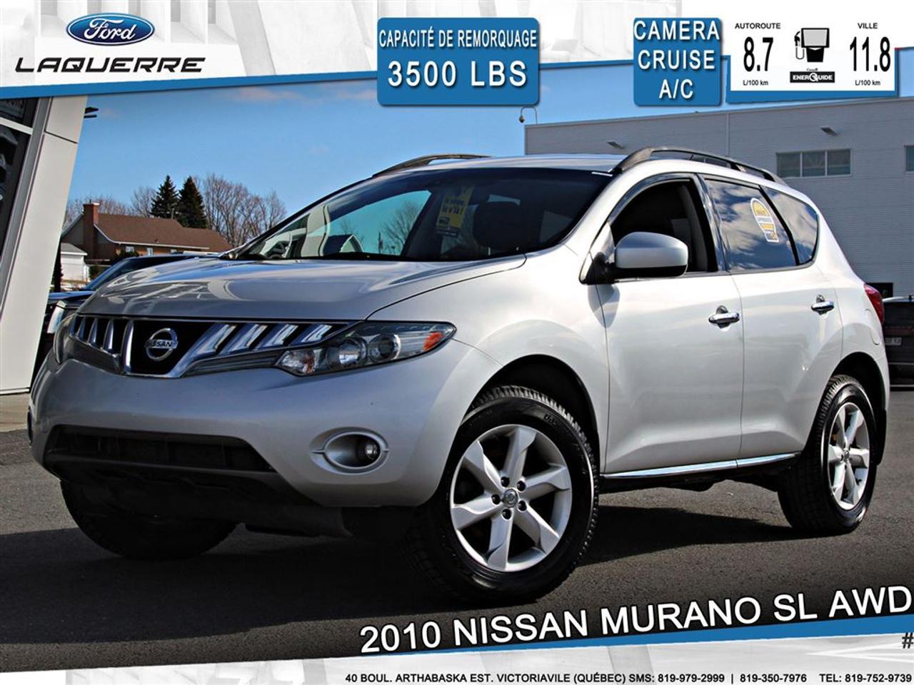 <a href=https://www.laquerreford.com/occasion/Nissan-Murano-2010.html>https://www.laquerreford.com/occasion/Nissan-Murano-2010.html</a>

# : 08  - PNBV : 2405  - TAILLE DORIGINE DES PNEUS : 235/65 R18  - MOTEUR DE 3.5L  - CAPACITÉ DE REMORQUAGE : 3 500 LBS    - VITRES ÉLECTRIQUES  - MIROIRS ÉLECTRIQUES / CHAUFFANTS  - PHARES AUTOMATIQUES  - COMMANDES AU VOLANT  - RÉGULATEUR DE VITESSE  - CAMERA DE RECUL  - CLIMATISATION 2 ZONES  - SIÈGES ÉLECTRIQUES / CHAUFFANTS  - RADIO CD / SATELLITE  - CHARGEUR CD  - RÉGULATEUR DE TEMPÉRATURE AUTOMATIQUE  - PUSH START BUTTON  - PRISE USB / AUXILIAIRE / 12 VOLTS    **** LAQUERRE AUTO, LE PLUS GROS INVENTAIRE DE VÉHICULES DOCCASION DES BOIS-FRANCS *** 1ÈRE, 2IÈME ET 3IÈME CHANCE AU CRÉDIT **** TAUX DINTÉRÊT À PARTIR DE 3.99% **** LIVRAISON LE JOUR MÊME **** NOUS LIVRONS PARTOUT AU QUEBEC **** CONTACTEZ NOUS PAR TÉLÉPHONE : 1-866-928-7165 OU PAR TEXTO : 1-819-979-2999 / 1-819-350-7976****