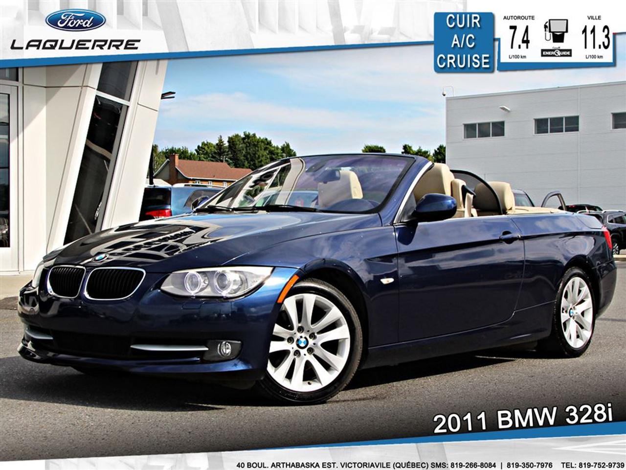 <a href=https://www.laquerreford.com/occasion/BMW-328-2011.html>https://www.laquerreford.com/occasion/BMW-328-2011.html</a>

CONVERTIBLE DE LUXE AU PRIX ABORDABLE !!    - #29  - MOTEUR V6 3.0L DE 230HP   - TRANSMISSION AUTOMATIQUE  - PROPULSION  - JANTES DE 18 POUCES    - ÉQUIPEMENT COMPLET  - AIR CLIMATISÉ DOUBLE ZONES  - SIÈGES CONDUCTEUR ÉLECTRIQUE ET MÉMOIRE  - SIÈGES CHAUFFANTS  - INTÉRIEUR DE CUIR  - RÉGUALTEUR DE VITESSE  - PUSH START  - ET PLUS ENCORE !!      **** LAQUERRE AUTO, LE PLUS GROS INVENTAIRE DE VÉHICULES DOCCASION DES BOIS-FRANCS *** 1ÈRE, 2IÈME ET 3IÈME CHANCE AU CRÉDIT **** TAUX DINTÉRÊT À PARTIR DE 3.99% **** LIVRAISON LE JOUR MÊME **** NOUS LIVRONS PARTOUT AU QUEBEC **** CONTACTEZ NOUS PAR TÉLÉPHONE : 1-866-928-7165 OU PAR TEXTO 819-350-7976 / 1-819-266-8084 ****
