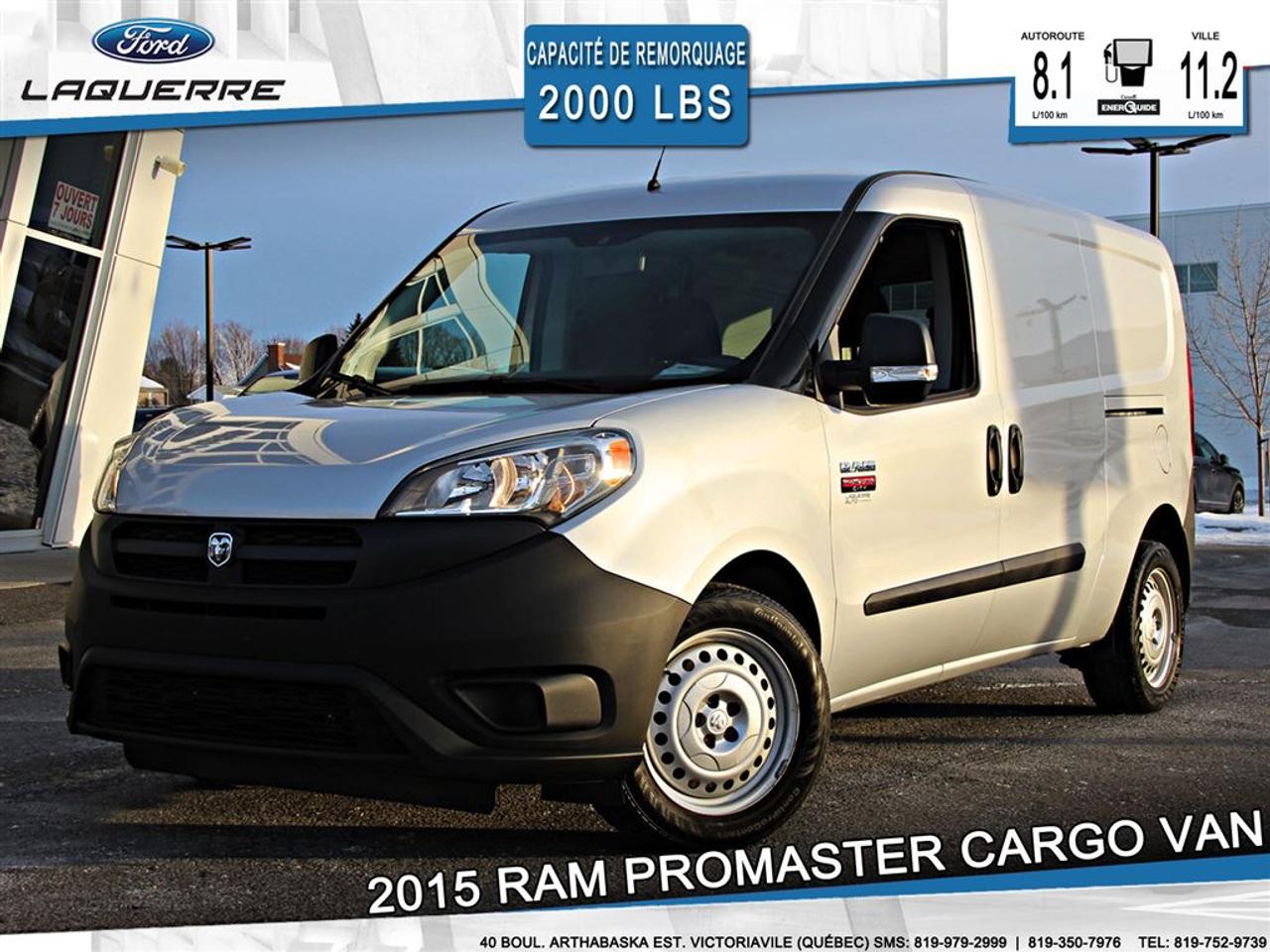 <a href=https://www.laquerreford.com/occasion/RAM-Promaster-2015.html>https://www.laquerreford.com/occasion/RAM-Promaster-2015.html</a>

VÉHICULE JAMAIS ACCIDENTÉ !!  - PNBV : 2447  - TAILLE DORIGINE DES PNEUS : 215/55 R16  - MOTEUR DE 2.4L  - CAPACITÉ DE REMORQUAGE : 2 000 LBS    - VITRES ÉLECTRIQUES  - SYSTÈME ANTIPATINAGE  - CLIMATISATION  - 2 PORTIÈRES COULISSANTES  - RADIO CD   - PRISE USB / AUXILIAIRE / 12 VOLTS    **** LAQUERRE AUTO, LE PLUS GROS INVENTAIRE DE VÉHICULES DOCCASION DES BOIS-FRANCS *** 1ÈRE, 2IÈME ET 3IÈME CHANCE AU CRÉDIT **** TAUX DINTÉRÊT À PARTIR DE 3.99% **** LIVRAISON LE JOUR MÊME **** NOUS LIVRONS PARTOUT AU QUEBEC **** CONTACTEZ NOUS PAR TÉLÉPHONE : 1-866-928-7165 OU PAR TEXTO 1-819-350-7976 / 1-819-266-8084 ****