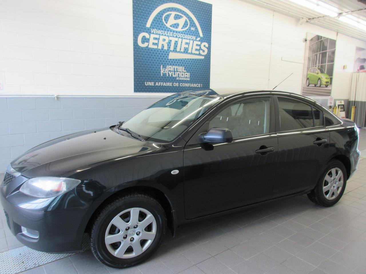 <a href=https://www.hamelhyundai.com/occasion/Mazda-3-2008.html>https://www.hamelhyundai.com/occasion/Mazda-3-2008.html</a>

Le concessionnaire Hyundai à St-Eustache (près de Laval et St-Jérôme) vous accueille dans une salle de montre exclusivement dédiée à la présentation des véhicules doccasion. Nos véhicules doccasion sont soigneusement sélectionnés pour sassurer de répondre à vos besoins. Cette certification rigoureuse est accompagnée dune garantie et dun privilège déchange de 30 jours ou 2000 km. Nous avons de toutes marques et de tous les modèles dans notre inventaire, berline, hatchback, V.U.S., tout terrain, à hayon, camion, sedan, S.U.V., AWD, 4x4. 
*Tous nos véhicules sont inspectés en 120 points et les réparations nécessaires ont été effectuées. 
*Financement à partir de 2.99%
*Garantie disponibles pour véhicules certifiés PROMESSE H jusquà 200 000 km
*Assistance routière disponible