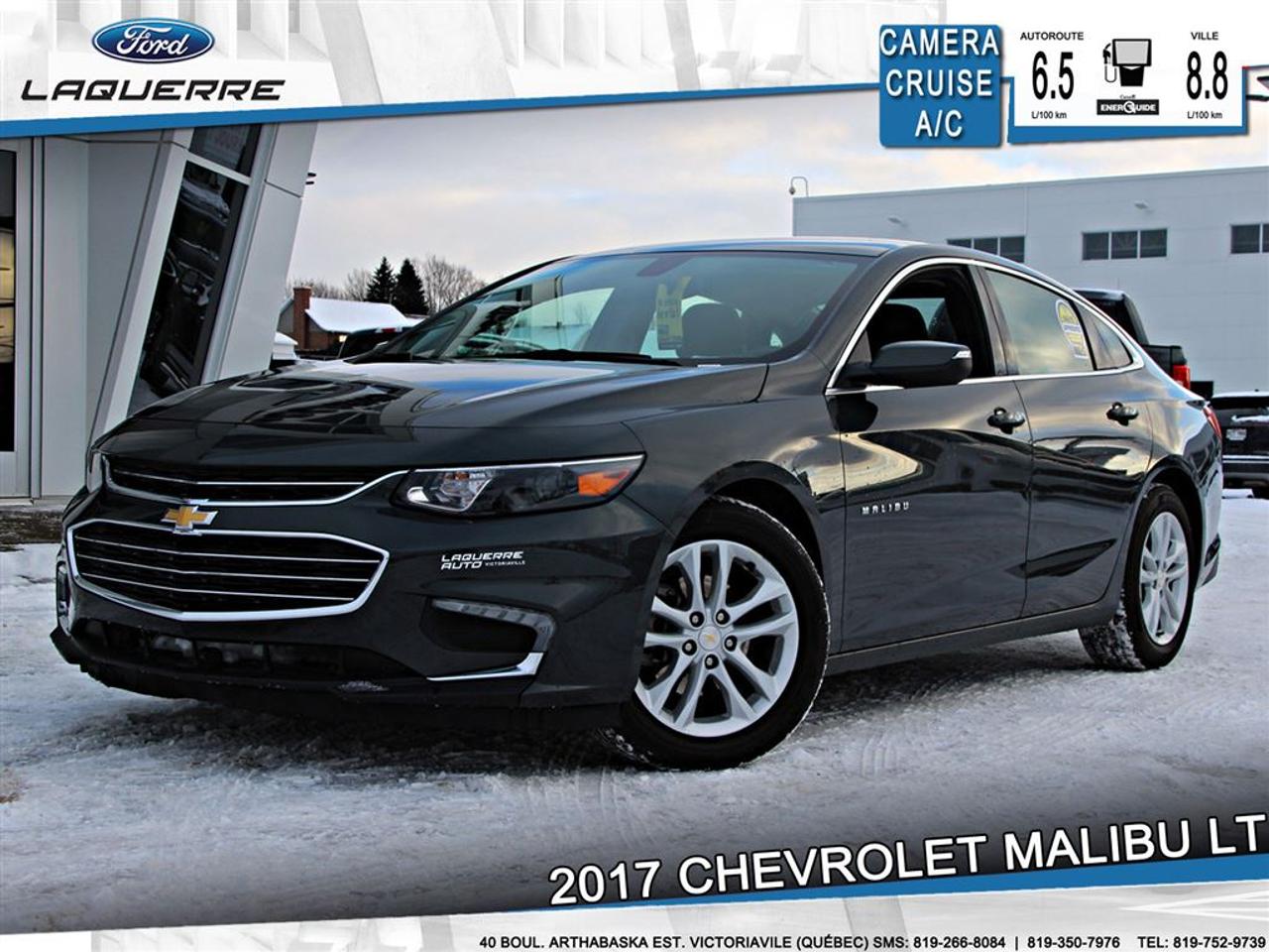 <a href=https://www.laquerreford.com/occasion/Chevrolet-Malibu-2017.html>https://www.laquerreford.com/occasion/Chevrolet-Malibu-2017.html</a>

VÉHICULE JAMAIS ACCIDENTÉ !!  - BIEN ÉQUIPÉ !!  - PNBV : 1856  - TAILLE DORIGINE DES PNEUS : 225/55 R17  - MOTEUR DE 1.5L    - VITRES ÉLECTRIQUES  - MIROIRS ÉLECTRIQUES / CHAUFFANTS  - PHARES AUTOMATIQUES  - COMMANDES AU VOLANT  - COMMANDES VOCALES  - CONNECTIVITÉ BLUETOOTH  - RÉGULATEUR DE VITESSE  - SYSTÈME ANTIPATINAGE  - CAMERA DE RECUL  - CLIMATISATION  - SIÈGES ÉLECTRIQUES  - RADIO CD / SATELLITE  - PUSH START BUTTON  - PRISE USB / 12 VOLTS    **** LAQUERRE AUTO, LE PLUS GROS INVENTAIRE DE VÉHICULES DOCCASION DES BOIS-FRANCS *** 1ÈRE, 2IÈME ET 3IÈME CHANCE AU CRÉDIT **** TAUX DINTÉRÊT À PARTIR DE 3.99% **** LIVRAISON LE JOUR MÊME **** NOUS LIVRONS PARTOUT AU QUEBEC **** CONTACTEZ NOUS PAR TÉLÉPHONE : 1-866-928-7165 OU PAR TEXTO 1-819-350-7976 / 1-819-266-8084 ****
