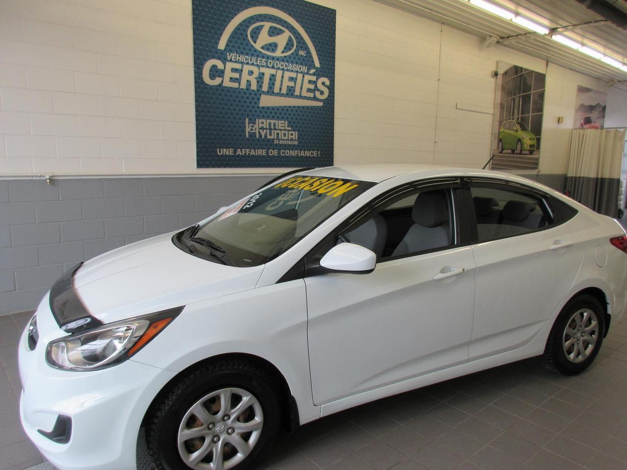 <a href=https://www.hamelhyundai.com/occasion/Hyundai-Accent-2012.html>https://www.hamelhyundai.com/occasion/Hyundai-Accent-2012.html</a>

Le concessionnaire Hyundai à St-Eustache (près de Laval et St-Jérôme) vous accueille dans une salle de montre exclusivement dédiée à la présentation des véhicules doccasion. Nos véhicules doccasion sont soigneusement sélectionnés pour sassurer de répondre à vos besoins. Cette certification rigoureuse est accompagnée dune garantie et dun privilège déchange de 30 jours ou 2000 km. Nous avons de toutes marques et de tous les modèles dans notre inventaire, berline, hatchback, V.U.S., tout terrain, à hayon, camion, sedan, S.U.V., AWD, 4x4. 
*Tous nos véhicules sont inspectés en 120 points et les réparations nécessaires ont été effectuées. 
*Financement à partir de 2.99%
*Garantie disponibles pour véhicules certifiés PROMESSE H jusquà 200 000 km
*Assistance routière disponible