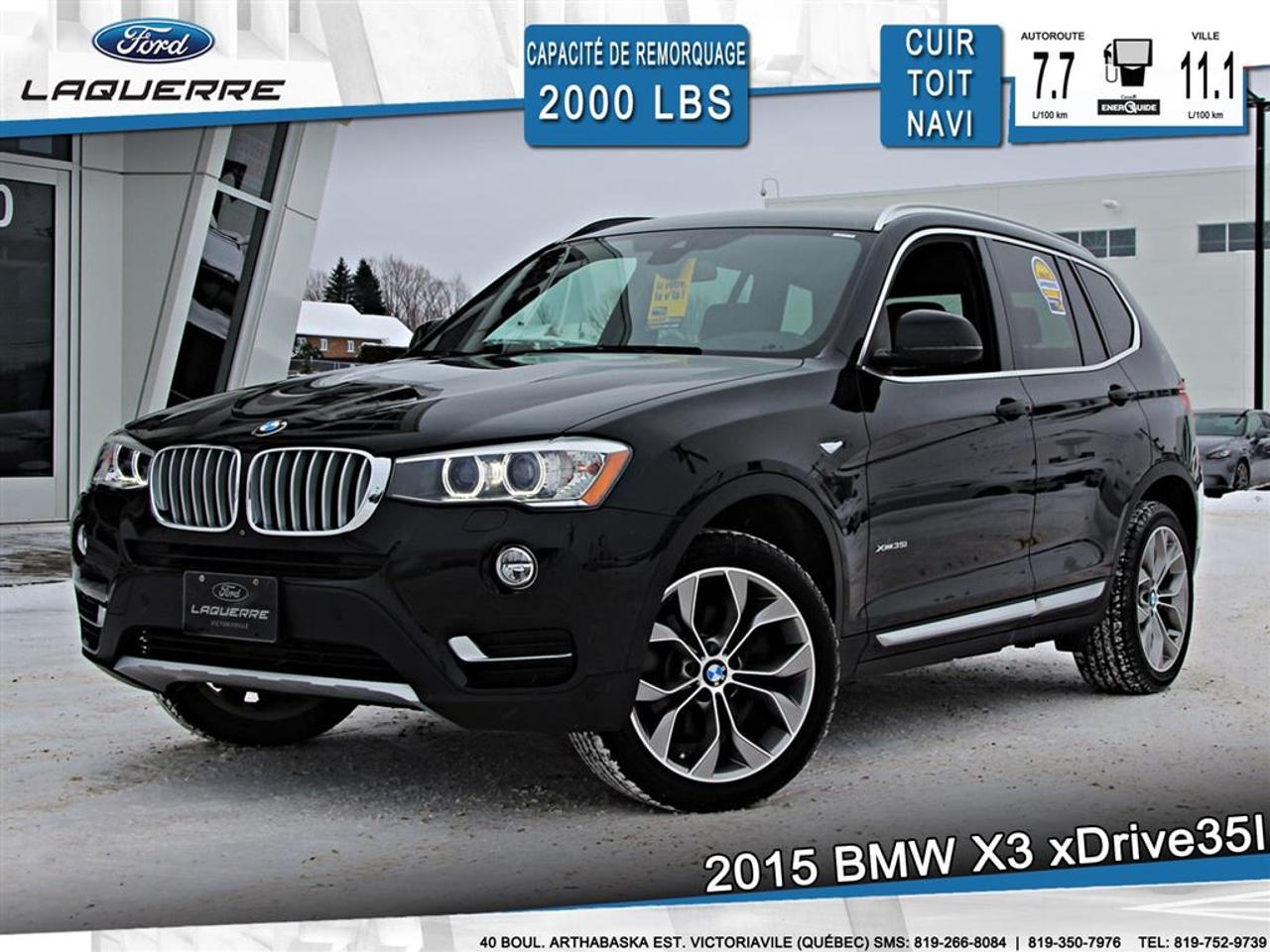 <a href=https://www.laquerreford.com/occasion/BMW-X3-2015.html>https://www.laquerreford.com/occasion/BMW-X3-2015.html</a>

VÉHICULE JAMAIS ACCIDENTÉ !!  - ENTIÈREMENT ÉQUIPÉ !!  - PNBV : 2336  - TAILLE DORIGINE DES PNEUS : 245/45 R19  - MOTEUR DE 3.0L  - CAPACITÉ DE REMORQUAGE : 2 000 LBS    - VITRES ÉLECTRIQUES  - MIROIRS ÉLECTRIQUES / CHAUFFANTS  - PHARES AUTOMATIQUES  - COMMANDES AU VOLANT  - COMMANDES VOCALES  - CONNECTIVITÉ BLUETOOTH  - RÉGULATEUR DE VITESSE  - SYSTÈME ANTIPATINAGE  - NAVIGATION  - CAMERA DE RECUL  - SONAR DE RECUL  - CLIMATISATION 2 ZONES  - SIÈGES ÉLECTRIQUES / CHAUFFANTS / MÉMOIRE  - TOIT PANORAMIQUE  - RADIO CD / SATELLITE  - RÉGULATEUR DE TEMPÉRATURE AUTOMATIQUE  - BOISERIE INTÉRIEURES  - PUSH START BUTTON  - PRISE USB / AUXILIAIRE / 12 VOLTS  - AVERTISSEUR DE CHANGEMENT DE VOIE    **** LAQUERRE AUTO, LE PLUS GROS INVENTAIRE DE VÉHICULES DOCCASION DES BOIS-FRANCS *** 1ÈRE, 2IÈME ET 3IÈME CHANCE AU CRÉDIT **** TAUX DINTÉRÊT À PARTIR DE 3.99% **** LIVRAISON LE JOUR MÊME **** NOUS LIVRONS PARTOUT AU QUEBEC **** CONTACTEZ NOUS PAR TÉLÉPHONE : 1-866-928-7165 OU PAR TEXTO 1-819-350-7976 / 1-819-266-8084 ****