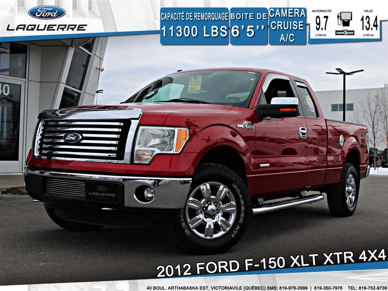 <a href=https://www.laquerreford.com/occasion/Ford-F150-2012.html>https://www.laquerreford.com/occasion/Ford-F150-2012.html</a>

VÉHICULE JAMAIS ACCIDENTÉ !!  - BIEN ÉQUIPÉ !!  - PNBV : 3493  - TAILLE DORIGINE DES PNEUS : LT 275/65 R18  - MOTEUR DE 3.5L    - RATIO DE DIFFÉRENTIEL :3.73  - CAPACITÉ DE REMORQUAGE : 11 300 LBS  - BOITE DE 6.5 PIEDS    - MARCHEPIEDS  - VERROUILLAGE DES PORTES PAR CODE  - VITRES ÉLECTRIQUES  - MIROIRS ÉLECTRIQUES / CHAUFFANTS  - PHARES AUTOMATIQUES  - COMMANDES AU VOLANT  - COMMANDES VOCALES  - CONNECTIVITÉ BLUETOOTH  - RÉGULATEUR DE VITESSE  - FREIN REMORQUE  - SYSTÈME ANTIPATINAGE  - CAMERA DE RECUL  - CLIMATISATION  - SIÈGES ÉLECTRIQUES  - RADIO CD / SATELLITE  - PRISE USB / AUXILIAIRE / 12 VOLTS    **** LAQUERRE AUTO, LE PLUS GROS INVENTAIRE DE VÉHICULES DOCCASION DES BOIS-FRANCS *** 1ÈRE, 2IÈME ET 3IÈME CHANCE AU CRÉDIT **** TAUX DINTÉRÊT À PARTIR DE 3.99% **** LIVRAISON LE JOUR MÊME **** NOUS LIVRONS PARTOUT AU QUEBEC **** CONTACTEZ NOUS PAR TÉLÉPHONE : 1-866-928-7165 OU PAR TEXTO 1-819-350-7976 / 1-819-266-8084 ****