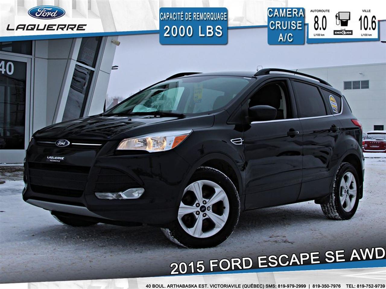 <a href=https://www.laquerreford.com/occasion/Ford-Escape-2015.html>https://www.laquerreford.com/occasion/Ford-Escape-2015.html</a>

VÉHICULE JAMAIS ACCIDENTÉ !!  - PNBV : 2195  - TAILLE DORIGINE DES PNEUS : 235/55 R17  - MOTEUR DE 1.6L  - CAPACITÉ DE REMORQUAGE : 2 000 LBS    - VERROUILLAGE DES PORTES PAR CODE  - VITRES ÉLECTRIQUES  - MIROIRS ÉLECTRIQUES / CHAUFFANTS  - PHARES AUTOMATIQUES  - COMMANDES AU VOLANT  - COMMANDES VOCALES  - CONNECTIVITÉ BLUETOOTH  - RÉGULATEUR DE VITESSE  - SYSTÈME ANTIPATINAGE  - CAMERA DE RECUL  - CLIMATISATION  - SIÈGES CHAUFFANTS  - RADIO CD / SATELLITE  - PRISE USB / AUXILIAIRE / 12 VOLTS    **** LAQUERRE AUTO, LE PLUS GROS INVENTAIRE DE VÉHICULES DOCCASION DES BOIS-FRANCS *** 1ÈRE, 2IÈME ET 3IÈME CHANCE AU CRÉDIT **** TAUX DINTÉRÊT À PARTIR DE 3.99% **** LIVRAISON LE JOUR MÊME **** NOUS LIVRONS PARTOUT AU QUEBEC **** CONTACTEZ NOUS PAR TÉLÉPHONE : 1-866-928-7165 OU PAR TEXTO 1-819-350-7976 / 1-819-266-8084 ****