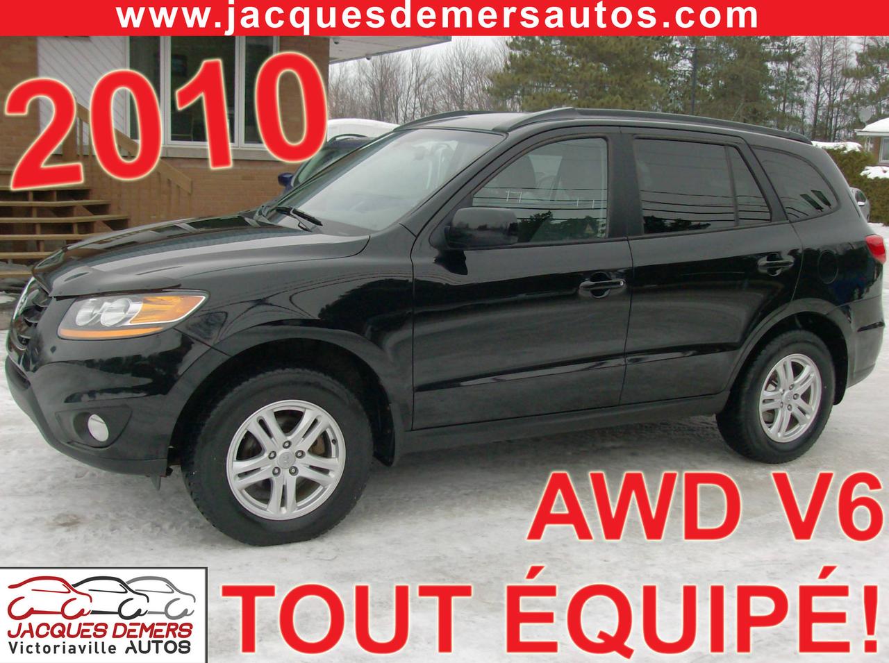 <a href=https://www.jacquesdemersautos.com/occasion/Hyundai-Santa_Fe-2010.html>https://www.jacquesdemersautos.com/occasion/Hyundai-Santa_Fe-2010.html</a>

Hyundai Santa Fe 2010 AWD, moteur V6 de 3.5 litres, traction intégrale 4x4 TOUT ÉQUIPÉ! Attache-remorque, rails de toit, feux antibrouillards, MAGS, BLUETOOTH (téléphone mains libres), prise USB et auxiliaire, air climatisé, cruise control, vitres électriques, serrures électriques, télédévérouillage, rétroviseurs électriques, volant réglable, lecteur cd, contrôle audio sur le volant et plus encore!! ******************************************************************************** FINANCEMENT directement sur place! TAUX DINTÉRÊTS TRÈS AVANTAGEUX! ----- CHANGEMENT DHUILE ET MISE À LORDRE EFFECTUÉS SUR TOUS NOS VÉHICULES! ** Aucun frais cachés! ** OUVERT DEPUIS PLUS DE 35 ANS! ** ASSISTANCE ROUTIÈRE INLUSE SUR TOUS NOS VÉHICULES! ** SERVICE TRANSPARENT!! PAS DE FAUSSES PROMESSES!! Ici, vous faites affaire directement avec les propriétaires avant la vente et après la vente! ******************************************************************************** Nous sommes situés au Centre-du-Québec à 1h de Québec, 1h de Sherbrooke, 30 minutes de Trois-Rivières et 1h30 de Montréal ----- NOS VÉHICULES SONT INSPECTÉS, MIS EN ORDRE ET GARANTIS! ----- Centre de lautomobile complet (Mécanique, carrosserie, pare-brise) en mesure doffrir à tous ses clients un service personnalisé et de grande qualité! ******************************************************************************** SERVICE APRÈS-VENTE HORS PAIR! ----- Véhicules récents avec bas kilométrage aux meilleurs prix! ----- EXTENSION DE GARANTIE DISPONIBLE! ----- La place digne de confiance dans la région des Bois-Francs depuis 1978! ** ENTREPRISE FAMILIALE ** ----- 1581 NOTRE-DAME OUEST, VICTORIAVILLE ----- Appelez-nous pour prendre rendez-vous! ----- Consultez notre inventaire en ligne sur le www.jacquesdemersautos.com ********************************************************************************