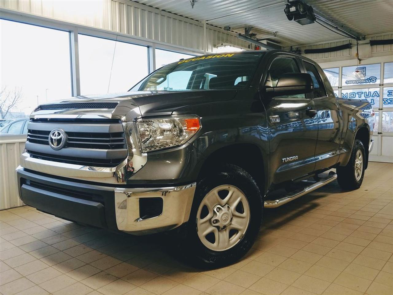 <a href=https://www.riendeauhyundai.com/occasion/Toyota-Tundra-2014.html>https://www.riendeauhyundai.com/occasion/Toyota-Tundra-2014.html</a>

**JAMAIS ACCIDENTÉ** PORTES ET VITRES ÉLECTRIQUES , CAMÉRA DE RECUL, MARCHE-PIEDS, COUVRE-BOITE, ATTACHE-REMORQUE, 4X4, BLUETOOTH, RÉGULATEUR DE VITESSE....rabais de 500$ au financement déja inclus dans le prix affiché...      RIENDEAU HYUNDAI        Un concessionnaire établi depuis 1993 ayant vue 3 générations.           Ouvert le samedi de 10h à 16h      Rejoignez-nous en tout temps au 514-709-2886.           Vous manquez de temps pour venir nous visiter? Laissez-nous le savoir et profitez de notre service de visite à domicile ou au travail selon votre horaire!           Sachez que tous nos véhicules sont inspectés par nos techniciens certifiés Hyundai et quun rapport Carproof est disponible en tout temps sur demande.           Venez faire lexpérience Riendeau Hyundai et choisissez parmi notre vaste inventaire de véhicules doccasion avec des taux certifiés à partir de 2.9% et demandez à propos de nos promotions sur nos pneus dhivers.           À proximité de Montréal, Longueuil, Brossard, St-Hubert, St-Hyacinthe, Drummondville, Saint-Basile-le-Grand, Boucherville, Varennes et Chambly. Venez constatez pourquoi tant de clients choisissent Riendeau Hyundai et rien dautre.           ================================================================          A dealer establish since 1993 and with 3 generations.           Open on Saturday from 10h to 16h.       Call us anytime at 514-709-2886.           Lacking time to visit us? Let us know and benefit of our home and office service following your schedule.           Know that our vehicles are inspected by our Hyundai certified technicians and that a Carproof report is available at anytime on demand.           Come meet the experience Riendeau Hyundai and chose within our massive inventory of used car with certified interest rate starting at 2.9% and ask us about our promotion on winter tires.          Close to Montreal, Longueuil, Brossard, St-Hubert, Ste-Hyacinthe, Drummondville, Saint-Basile-le-Grand, Boucherville, Varennes and Chambly. Let us show you why so many customer choose Riendeau Hyundai and nothing else!