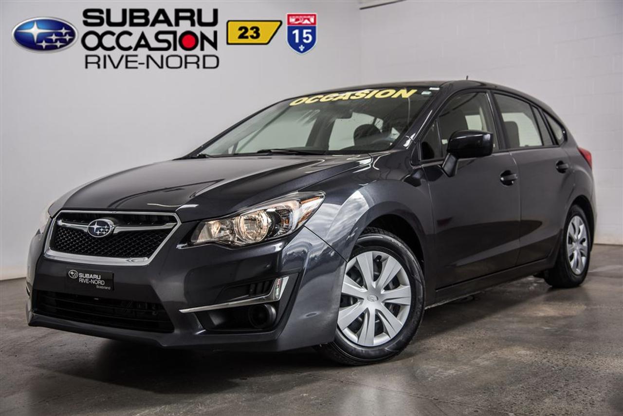 <a href=https://www.subarurivenord.com/occasion/Subaru-Impreza-2015.html>https://www.subarurivenord.com/occasion/Subaru-Impreza-2015.html</a>

JAMAIS ACCIDENTÉ! INSPECTÉ EN 152 POINTS par des techniciens Subaru. Programme « Véhicules dOccasion Certifiés » disponible. Conditions en succursale.    ACCIDENT FREE! 152-POINTS INSPECTION from factory-trained Subaru technicians. « Subaru Certified Pre-Owned Vehicles Program » available. Conditions in store.      2015 Subaru Impreza. Manuelle, Bluetooth, Caméra de recul, Intérieur en tissus, Air climatisé, Régulateur de vitesse, Groupe électrique, Lecteur CD/MP3/AUX/Sirius/XM, Anti-patinage, Bien équipé et Très propre! Kilométrage vérifié. Balance de garantie valide jusquau 27 novembre 2019 ou 100 000 km. Garantie supplémentaire disponible. Mécanique et esthétique WOW! Conditions en succursale!    2015 Subaru Impreza. Manual, Bluetooth, Back-up camera, Fabric interior, Air conditioning, Cruise Control, PowerGroup, CD/MP3/AUX/SiriusXM, Traction control, Well equipped, Very clean! Verified mileage. Warranty valid until November 27th, 2019 or 100000km. Additional warranty available. Mechanically and aesthetically WOW! Conditions in store!      LE PLUS GROS INVENTAIRE DE SUBARU DOCCASION AU CANADA!!   NOS HAUTS STANDARDS DE QUALITÉ, LE PLUS GRAND CHOIX AU PAYS, LE MEILLEUR RAPPORT QUALITÉ/PRIX ET UNE APPROCHE SANS PRESSION FONT DE SUBARU RIVE-NORD UNE VALEUR SÛRE POUR LACHAT DE VOTRE PROCHAIN VÉHICULE DOCCASION.    THE BIGGEST PRE-OWNED SUBARU INVENTORY IN CANADA!!  OUR HIGH QUALITY STANDARDS, THE BIGGEST INVENTORY TO CHOOSE FROM IN THE COUNTRY, THE BEST QUALITY/PRICE, AND OUR NO PRESSURE APPROACH, MAKES SUBARU RIVE-NORD A SHURE BET FOR THE PURCHASE OF YOUR NEXT PRE-OWNED VEHICLE.    Pourquoi acheter toute autre marque quand on peut profiter de la fiabilité et de lincroyable traction intégrale dun Subaru!!! WWW.SUBARURIVENORD.COM     Why buy any other brand when you can enjoy the incredible reliability and an AWD Subaru !! WWW.SUBARURIVENORD.COM