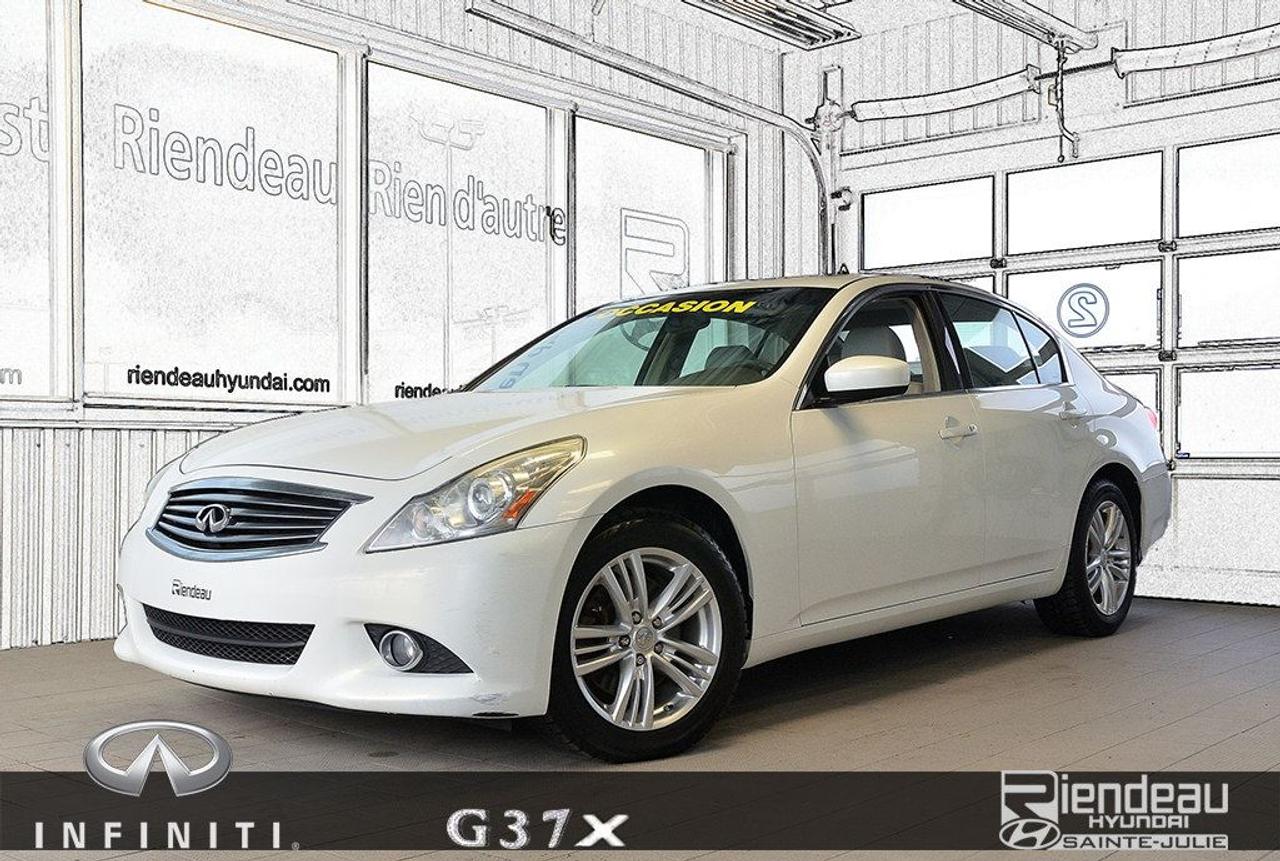 <a href=https://www.riendeauhyundai.com/occasion/Infiniti-G37X-2010.html>https://www.riendeauhyundai.com/occasion/Infiniti-G37X-2010.html</a>

**JAMAIS ACCIDENTÉ** AWD, SIÈGES ÉLECTRIQUES ET CHAUFFANTS, TOIT OUVRANT, SYSTÈME DE DÉMARRAGE SANS CLÉ, CAMÉRA DE RECUL, MAIN LIBRE BLUETOOTH, VITRES ET PORTIÈRES ÉLECTRIQUES, CLIMATISEUR BI-ZONE, RÉGULATEUR DE VITESSE, MAGS, PHARES ANTIBROUILLARD, PRISE USB, INSPECTION MÉCANIQUE INCLUSE...rabais au financement de 490$ inclus dans le prix affiché!!!   RIENDEAU HYUNDAI  Un concessionnaire établi depuis 1993 ayant vue 3 générations.   Ouvert le samedi de 10h à 16h  Rejoignez-nous en tout temps au 514-709-2886.   Vous manquez de temps pour venir nous visiter? Laissez-nous le savoir et profitez de notre service de visite à domicile ou au travail selon votre horaire!   Sachez que tous nos véhicules sont inspectés par nos techniciens certifiés Hyundai et quun rapport Carproof est disponible en tout temps sur demande.   Venez faire lexpérience Riendeau Hyundai et choisissez parmi notre vaste inventaire de véhicules doccasion avec des taux certifiés à partir de 2.9% et demandez à propos de nos promotions sur nos pneus dhivers.   À proximité de Montréal, Longueuil, Brossard, St-Hubert, St-Hyacinthe, Drummondville, Saint-Basile-le-Grand, Boucherville, Varennes et Chambly. Venez constatez pourquoi tant de clients choisissent Riendeau Hyundai et rien dautre.   ================================================================  A dealer establish since 1993 and with 3 generations.   Open on Saturday from 10h to 16h.   Call us anytime at 514-709-2886.   Lacking time to visit us? Let us know and benefit of our home and office service following your schedule.   Know that our vehicles are inspected by our Hyundai certified technicians and that a Carproof report is available at anytime on demand.   Come meet the experience Riendeau Hyundai and chose within our massive inventory of used car with certified interest rate starting at 2.9% and ask us about our promotion on winter tires.  Close to Montreal, Longueuil, Brossard, St-Hubert, Ste-Hyacinthe, Drummondville, Saint-Basile-le-Grand, Boucherville, Varennes and Chambly. Let us show you why so many customer choose Riendeau Hyundai and nothing else!