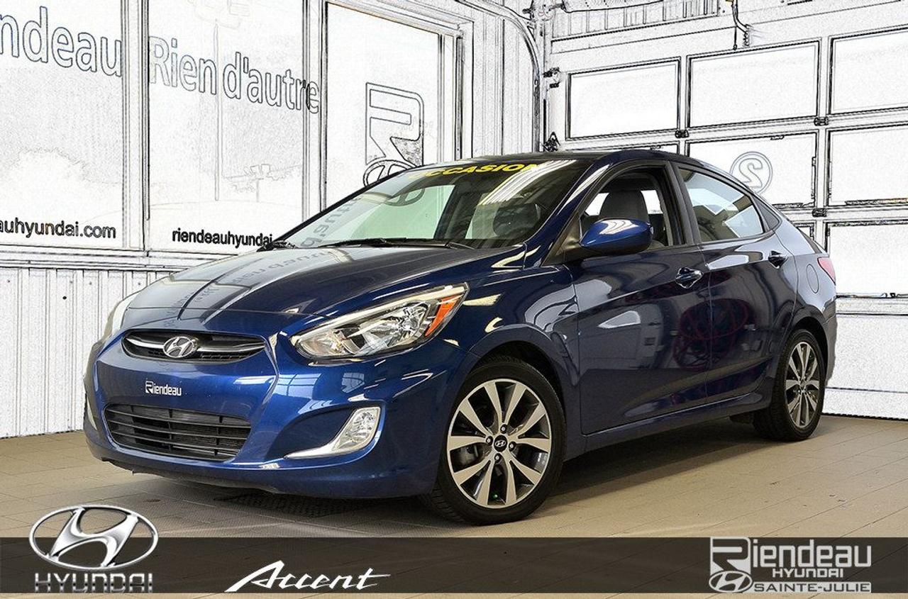 <a href=https://www.riendeauhyundai.com/occasion/Hyundai-Accent-2017.html>https://www.riendeauhyundai.com/occasion/Hyundai-Accent-2017.html</a>

**JAMAIS ACCIDENTÉ**IMPECCABLE** MAIN LIBRE BLUETOOTH, PRISE USB, RÉGULATEUR DE VITESSE, VITRES ET PORTIÈRES ÉLECTRIQUE, CLIMATISEUR, PHARES ANTIBROUILLARD, COMMANDES AUDIO MONTÉES AU VOLANS, SIÈGES CHAUFFANTS, TOIT OUVRANT, MAGS...rabais au financement de 490$ inclus dans le prix affiché!!!        RIENDEAU HYUNDAI        Un concessionnaire établi depuis 1993 ayant vue 3 générations.         Ouvert le samedi de 10h à 16h    Rejoignez-nous en tout temps au 514-709-2886.         Vous manquez de temps pour venir nous visiter? Laissez-nous le savoir et profitez de notre service de visite à domicile ou au travail selon votre horaire!         Sachez que tous nos véhicules sont inspectés par nos techniciens certifiés Hyundai et quun rapport Carproof est disponible en tout temps sur demande.         Venez faire lexpérience Riendeau Hyundai et choisissez parmi notre vaste inventaire de véhicules doccasion avec des taux certifiés à partir de 2.9% et demandez à propos de nos promotions sur nos pneus dhivers.         À proximité de Montréal, Longueuil, Brossard, St-Hubert, St-Hyacinthe, Drummondville, Saint-Basile-le-Grand, Boucherville, Varennes et Chambly. Venez constatez pourquoi tant de clients choisissent Riendeau Hyundai et rien dautre.             ================================================================            A dealer establish since 1993 and with 3 generations.         Open on Saturday from 10h to 16h.     Call us anytime at 514-709-2886.         Lacking time to visit us? Let us know and benefit of our home and office service following your schedule.         Know that our vehicles are inspected by our Hyundai certified technicians and that a Carproof report is available at anytime on demand.         Come meet the experience Riendeau Hyundai and chose within our massive inventory of used car with certified interest rate starting at 2.9% and ask us about our promotion on winter tires.        Close to Montreal, Longueuil, Brossard, St-Hubert, Ste-Hyacinthe, Drummondville, Saint-Basile-le-Grand, Boucherville, Varennes and Chambly. Let us show you why so many customer choose Riendeau Hyundai and nothing else!