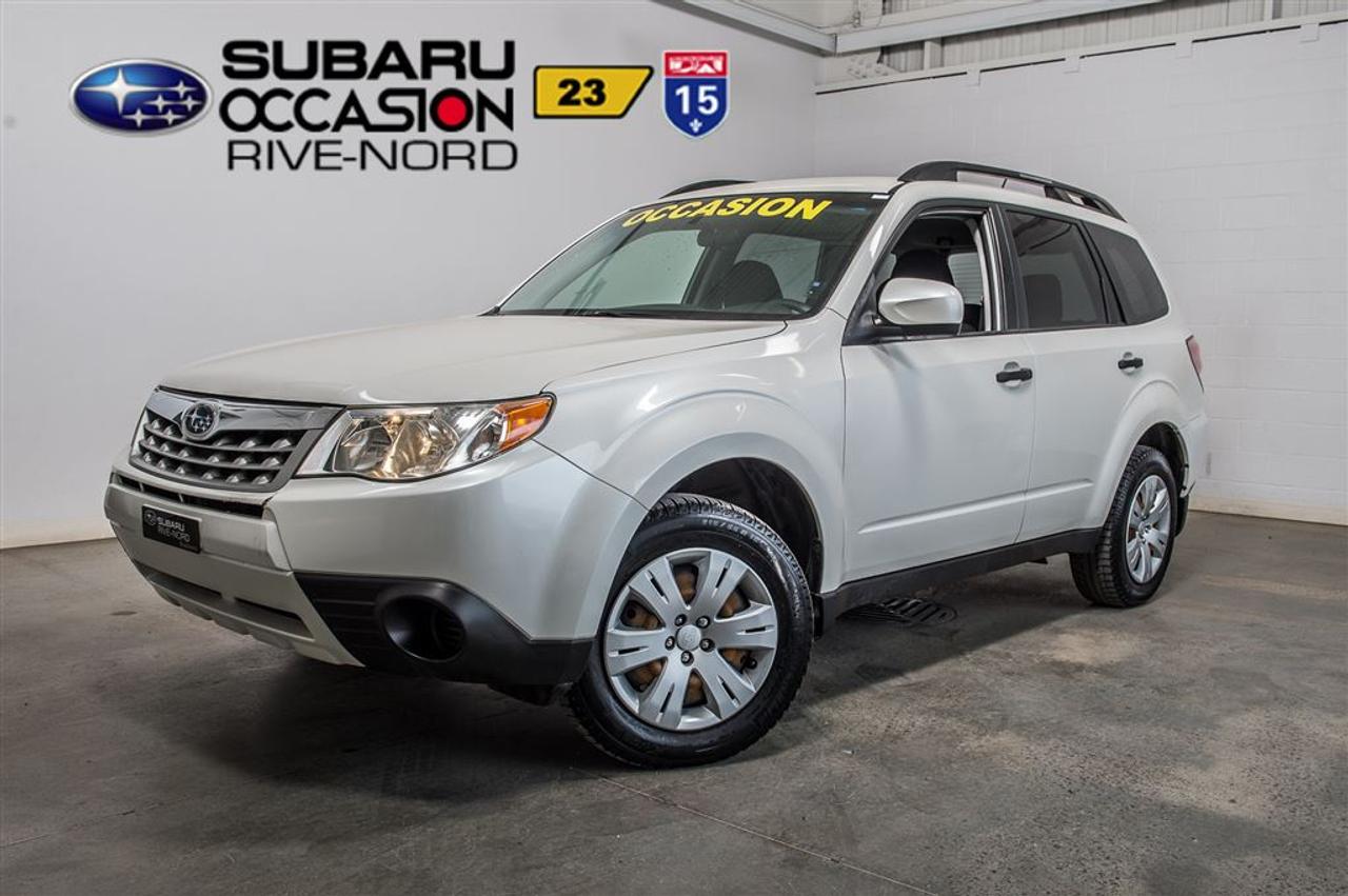 <a href=https://www.subarurivenord.com/occasion/Subaru-Forester-2011.html>https://www.subarurivenord.com/occasion/Subaru-Forester-2011.html</a>

Repris en échange dune de nos cliente, ne provient pas de lencan. INSPECTÉ EN 152 POINTS par des techniciens Subaru. Programme « Véhicules dOccasion Certifiés » disponible. Conditions en succursale.    Trade in, not an auction vehicle.152-POINTS INSPECTION from factory-trained Subaru technicians. « Subaru Certified Pre-Owned Vehicles Program » available. Conditions in store.    2011 Subaru Forester 2.5 X. Automatique, Intérieur en tissus, Sièges chauffants, Air climatisé, Régulateur de vitesse, Groupe électrique, Lecteur CD/MP3/AUX/USB, Anti-patinage, Bien équipé et propre! Kilométrage vérifié. Garantie supplémentaire disponible. Mécanique et esthétique WOW! Conditions en succursale!    2011 Subaru Forester 2.5 X. Automatic, Fabric interior, Heated seats, Air conditioning, Cruise Control, PowerGroup, CD/MP3/AUX/USB, Traction control, Well equiped and clean! Verified mileage. Additional warranty available. Mechanically and aesthetically WOW! Conditions in store!      LE PLUS GROS INVENTAIRE DE SUBARU DOCCASION AU CANADA!!   NOS HAUTS STANDARDS DE QUALITÉ, LE PLUS GRAND CHOIX AU PAYS, LE MEILLEUR RAPPORT QUALITÉ/PRIX ET UNE APPROCHE SANS PRESSION FONT DE SUBARU RIVE-NORD UNE VALEUR SÛRE POUR LACHAT DE VOTRE PROCHAIN VÉHICULE DOCCASION.    THE BIGGEST PRE-OWNED SUBARU INVENTORY IN CANADA!!  OUR HIGH QUALITY STANDARDS, THE BIGGEST INVENTORY TO CHOOSE FROM IN THE COUNTRY, THE BEST QUALITY/PRICE, AND OUR NO PRESSURE APPROACH, MAKES SUBARU RIVE-NORD A SURE BET FOR THE PURCHASE OF YOUR NEXT PRE-OWNED VEHICLE.    Pourquoi acheter tout autre modèle quand on peut profiter de la fiabilité et de lincroyable traction intégrale (AWD 4x4) dun Subaru Forester!!! WWW.SUBARURIVENORD.COM    Why buy another model when you can enjoy the incredible reliability and incredible AWD of a Subaru Forester!!! WWW.SUBARURIVENORD.COM